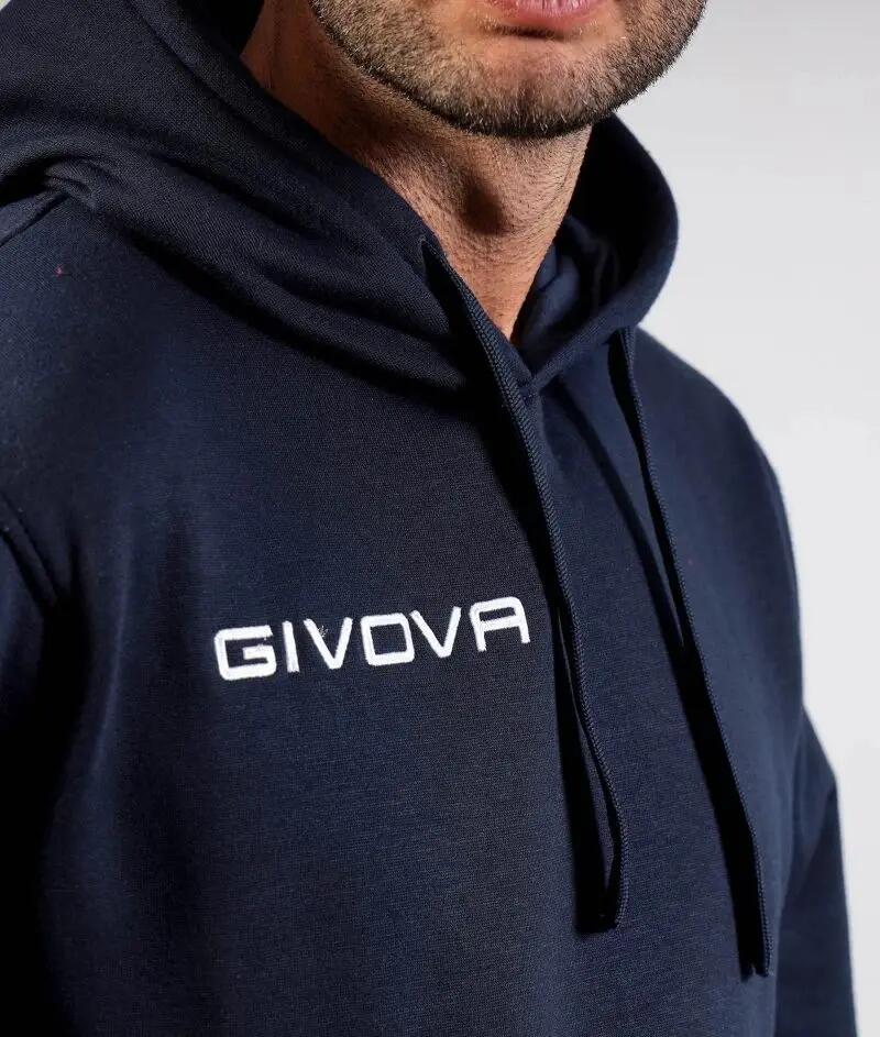 Felpa con cappuccio uomo ( fleece) givova blu 3/4
