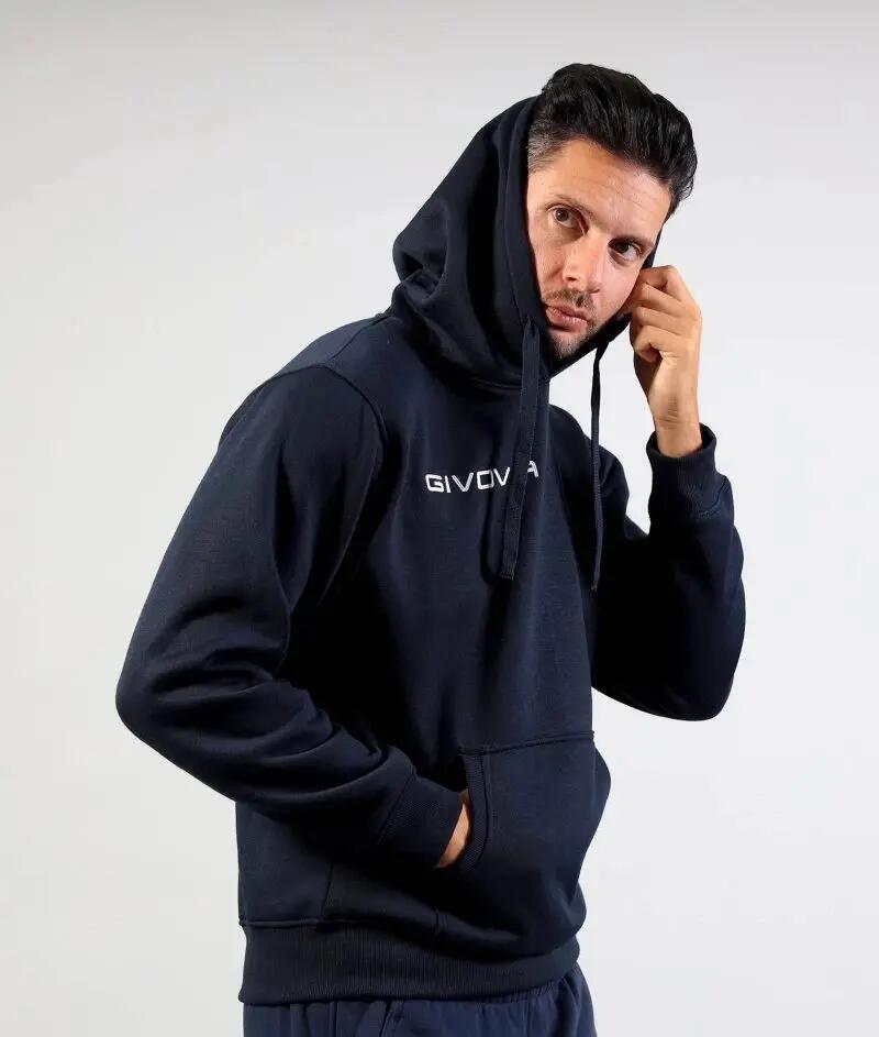 Felpa con cappuccio uomo ( fleece) givova blu 2/4