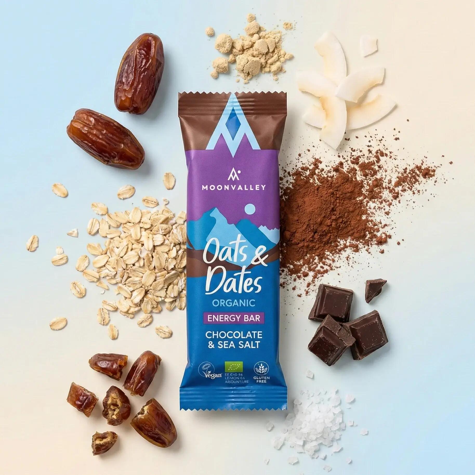 Barretta Energetica Moonvalley EKO Avena e Datteri Cioccolato e Sale Marino 12pz 3/4