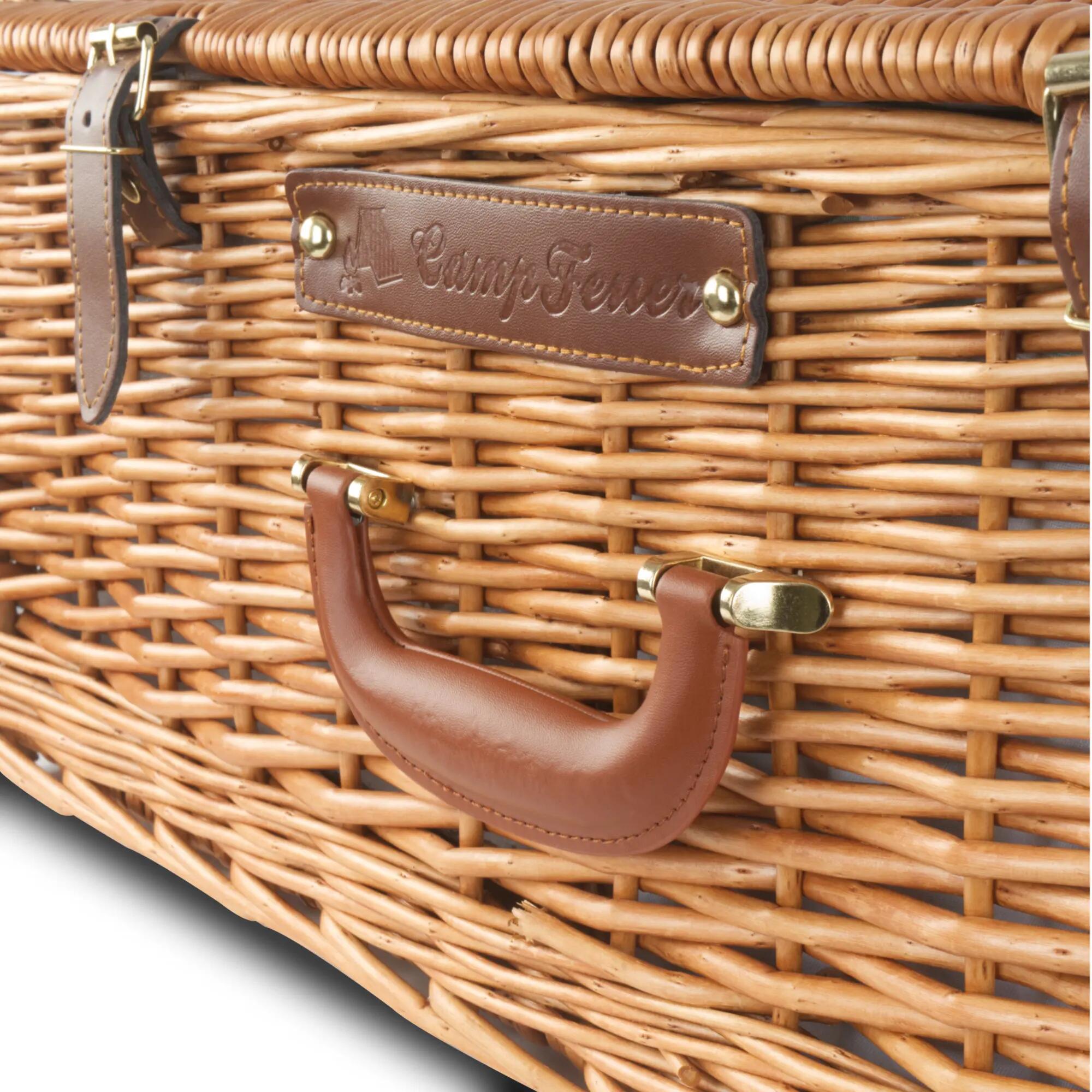 Picknickkorb 4 Personen mit Kühlfach und Geschirr-Set, 29-teilig, Weidenkorb 7/7