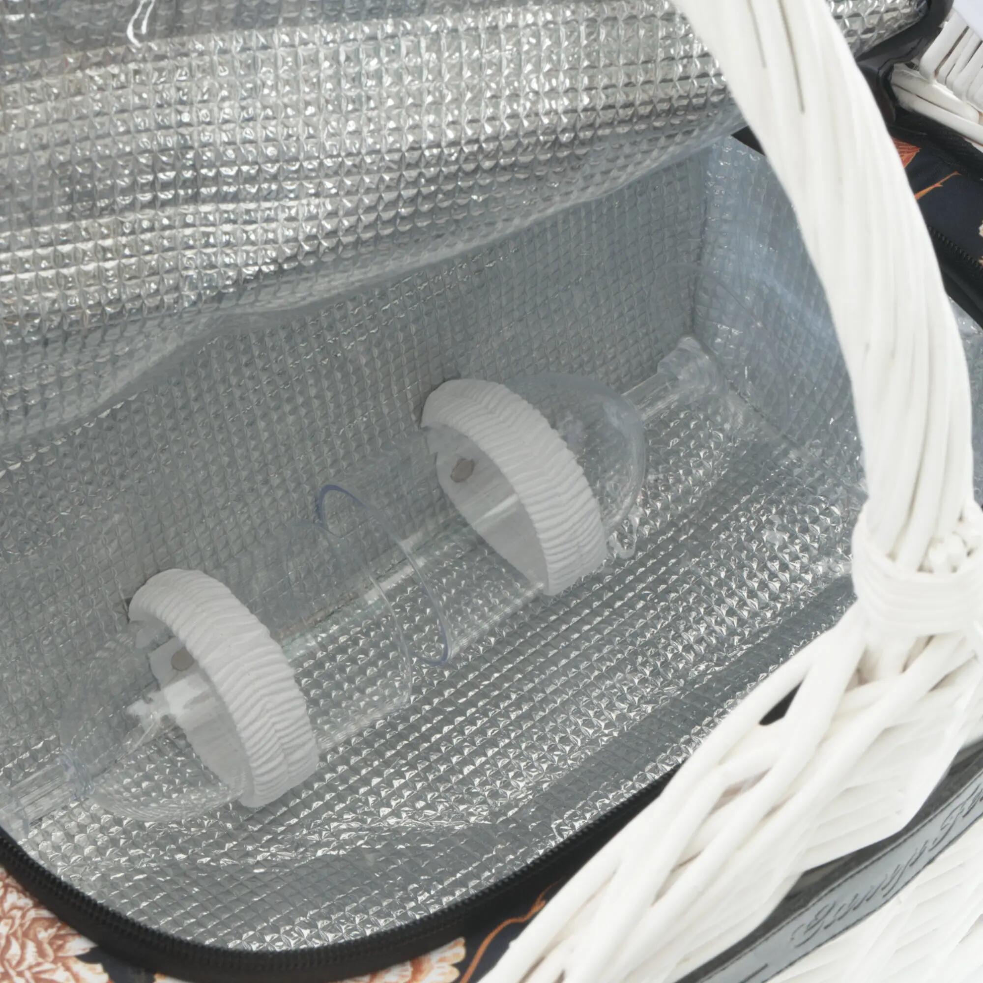 Picknickkorb 2 Personen + Kühlfach und Geschirr-Set, 12-teilig, Weiß, Weidenkorb 8/8