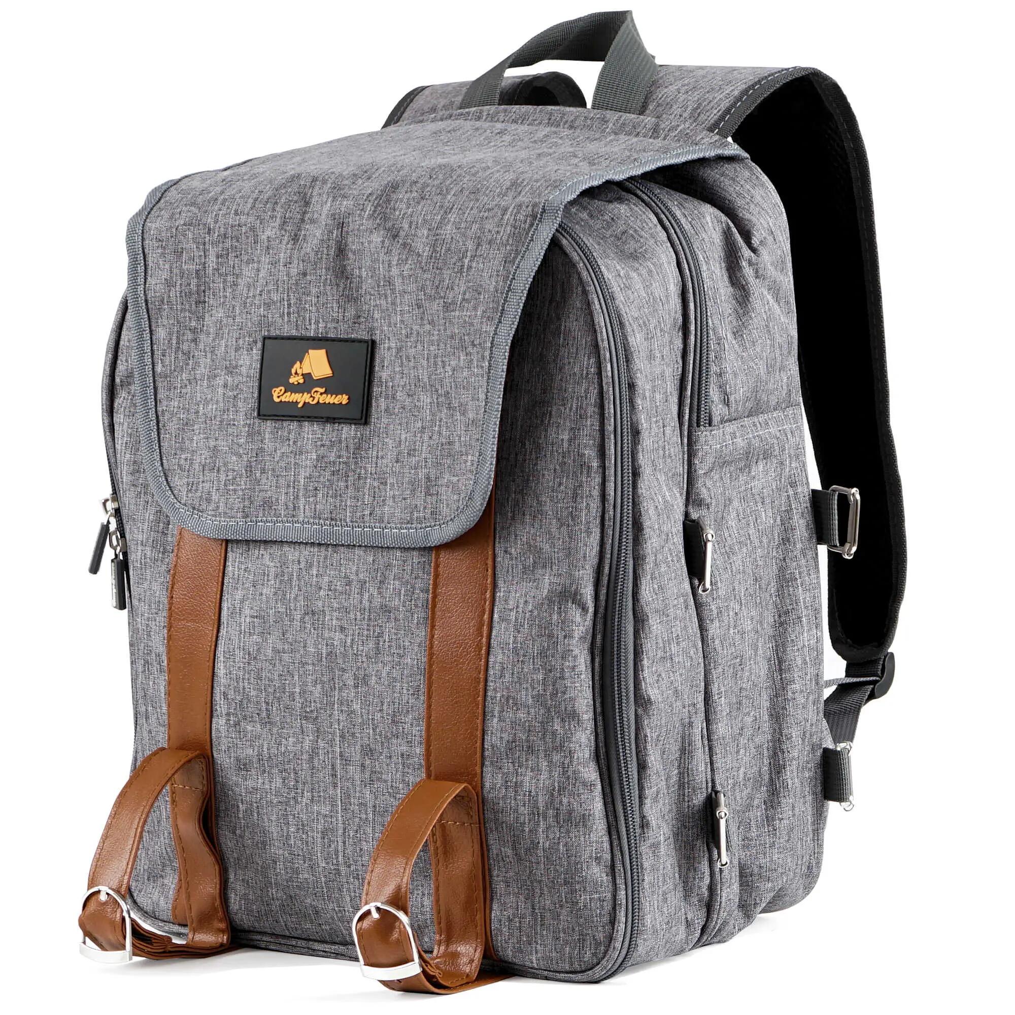 Picknickrucksack 4 Personen, Picknickset 32-teilig Rucksack mit Campinggeschirr 5/6