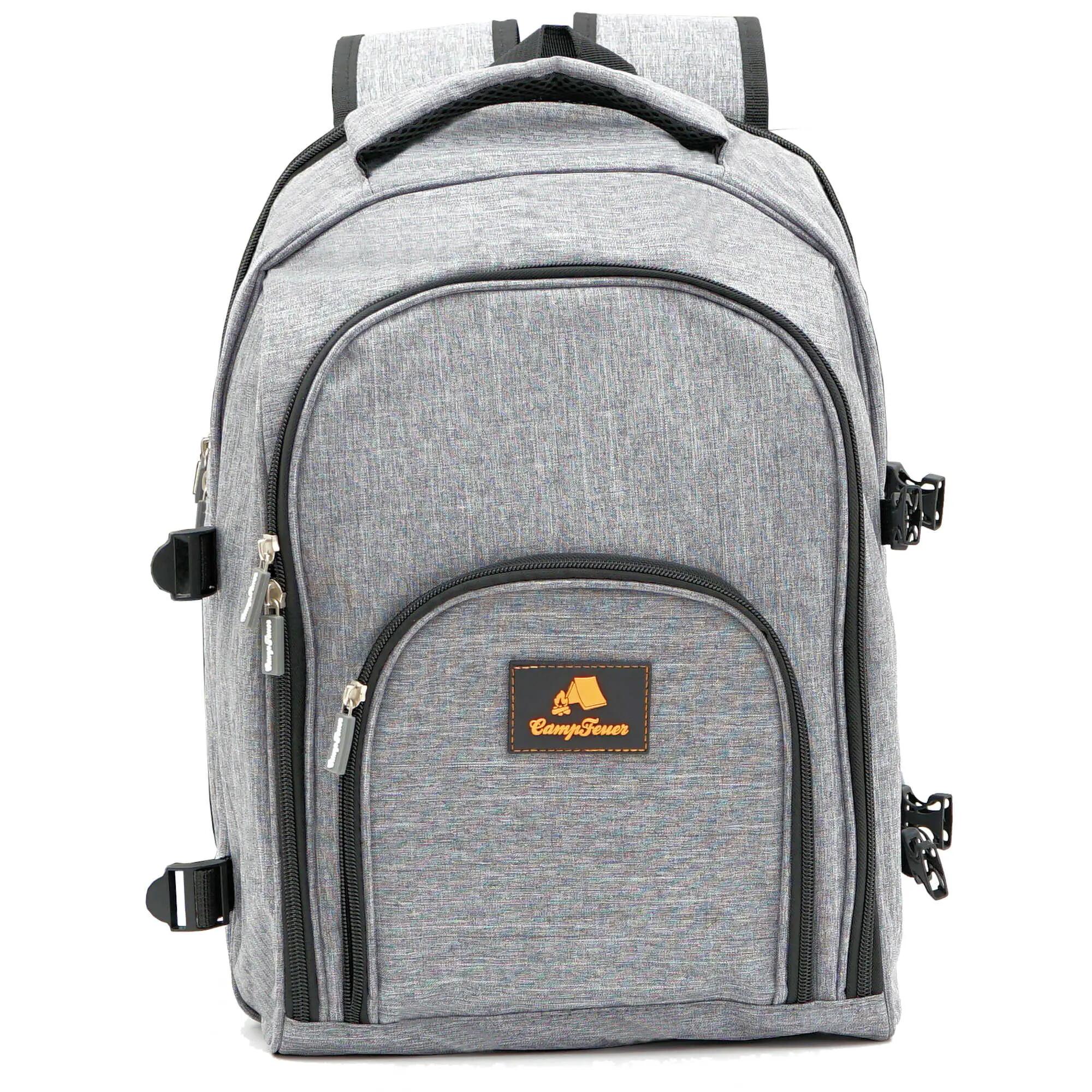 Picknickrucksack 32-teilig, Picknickset für 4 Personen, Grau, Freizeitrucksack 5/6