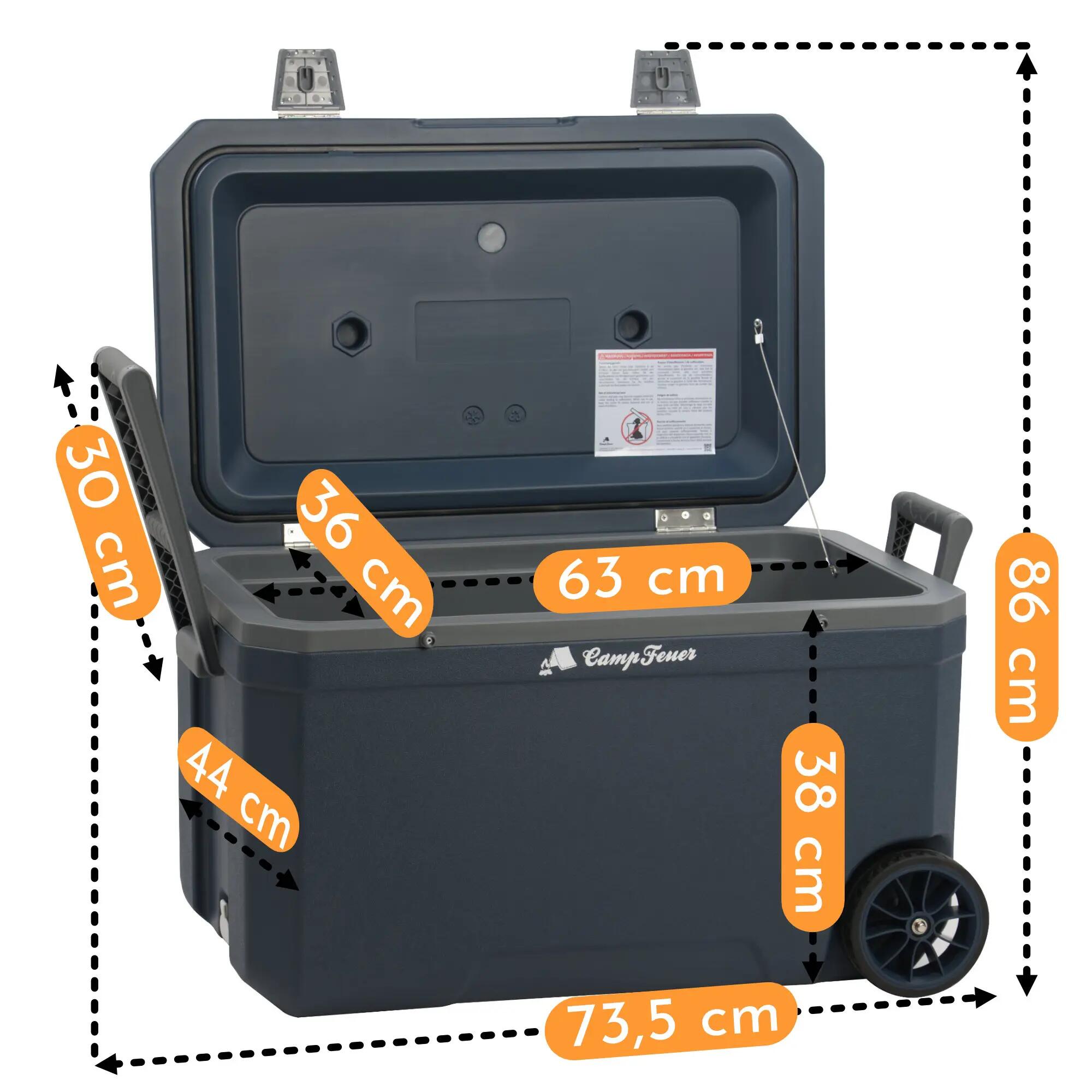 Kühlbox navyblue 70 Liter mit Rädern, Rollkühlbox, isolierte Kühlbox mit Griffen 5/7