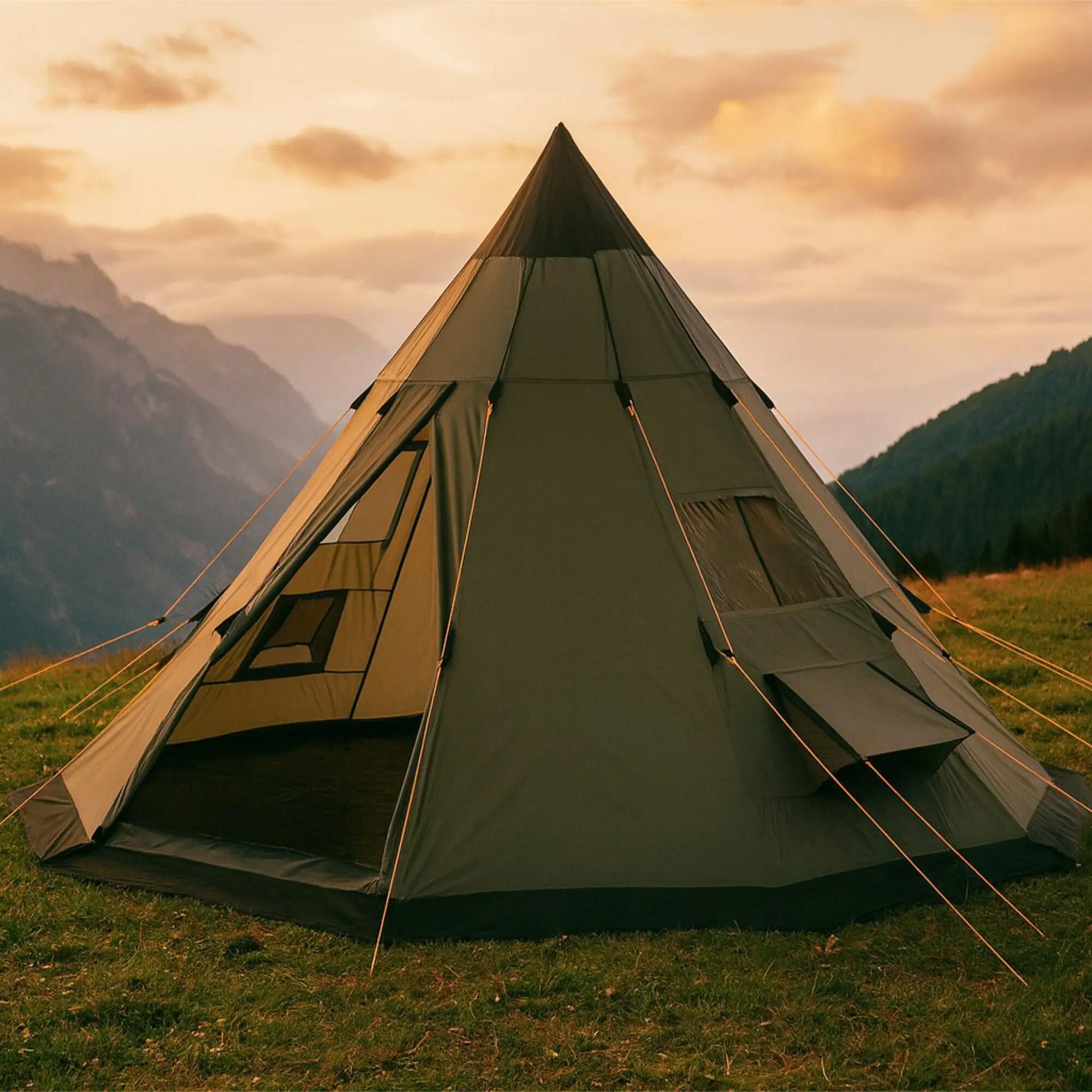 Tipi Zelt Spirit für 4 Personen, 3000 mm Wassersäule, Olivgrün, Indianerzelt 2/6