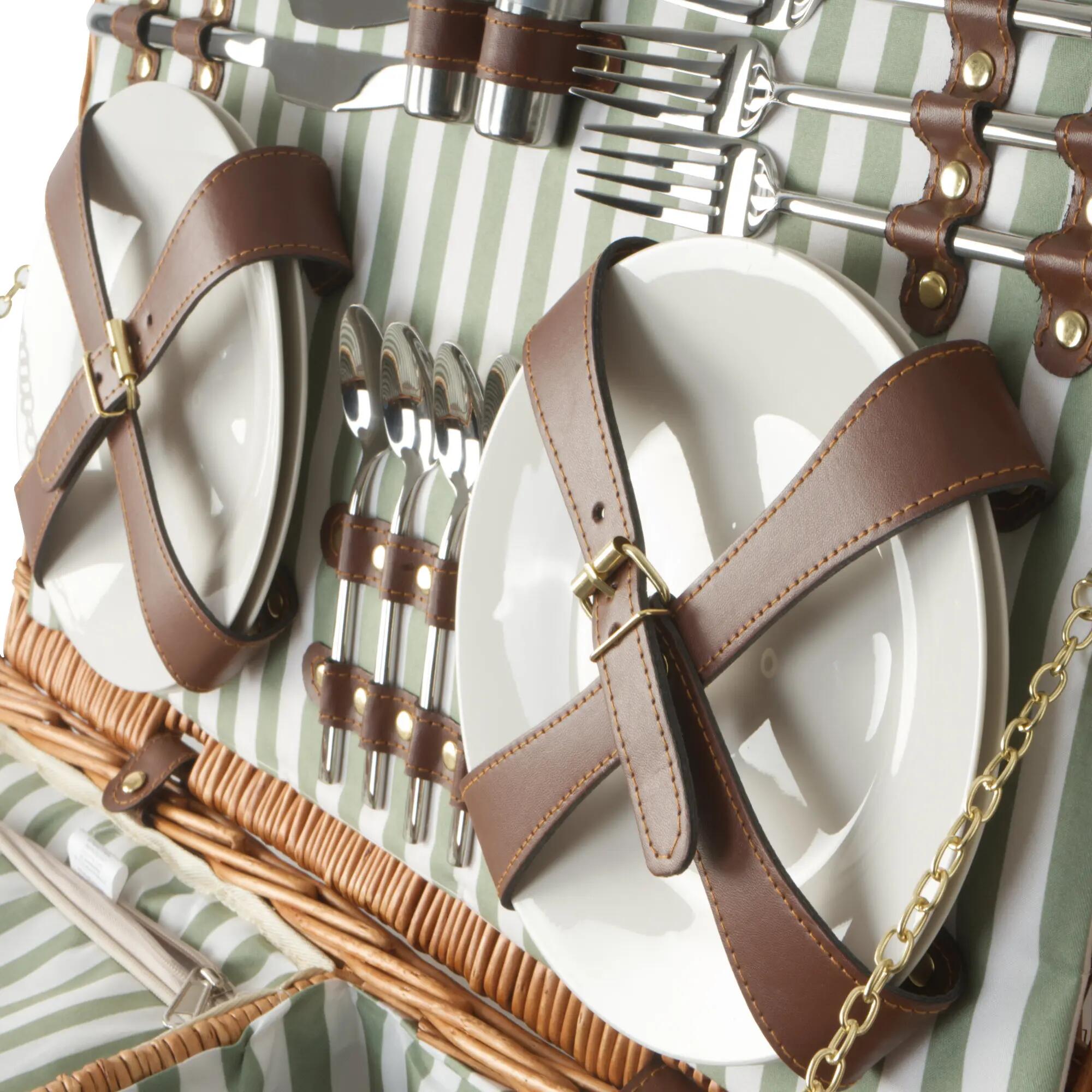 Picknickkorb 4 Personen mit Kühlfach und Geschirr-Set, 29-teilig, Weidenkorb 5/7