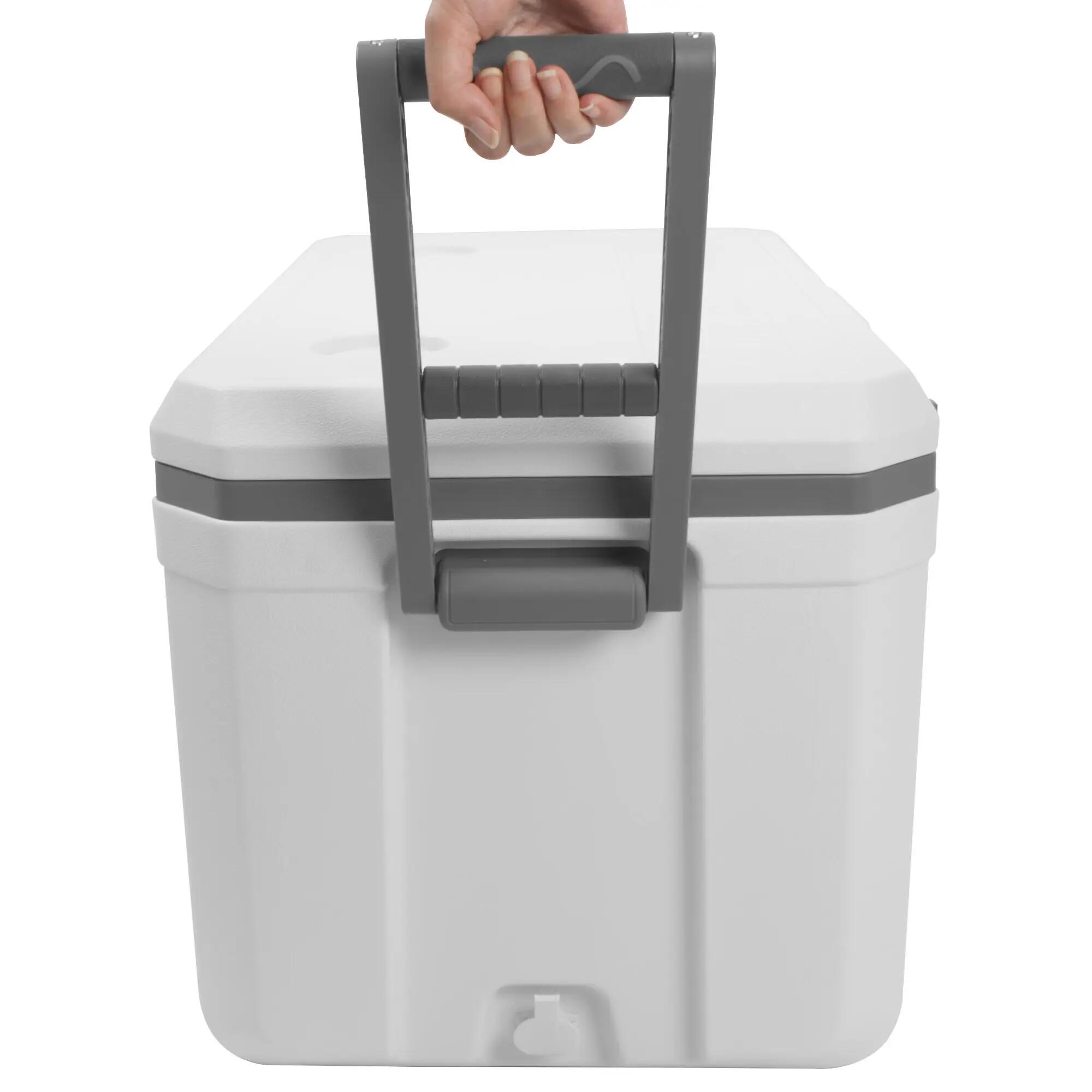 Kühlbox weiß 70 Liter mit Rädern, Rollkühlbox, isolierte Kühlbox mit Griffen 3/7