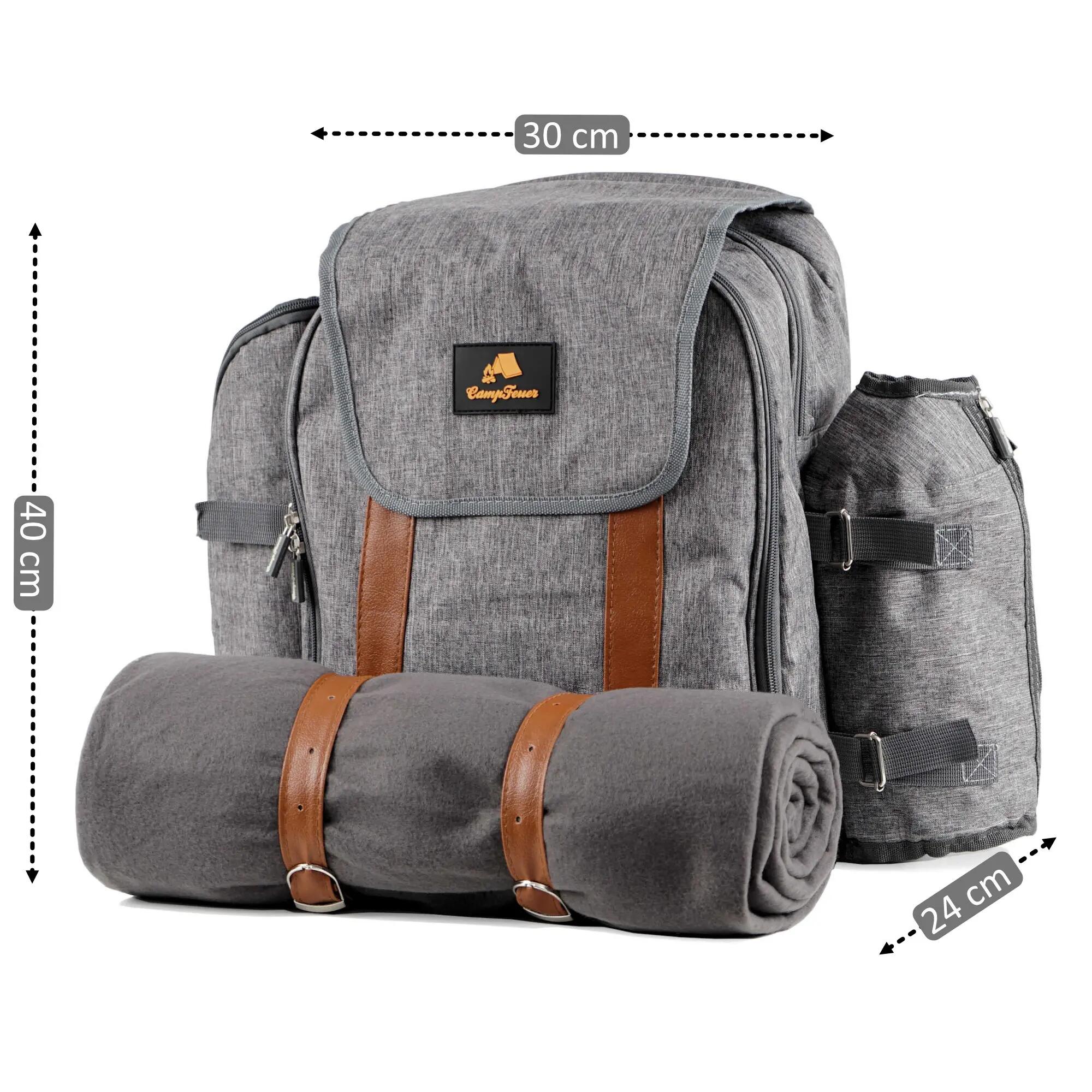 Picknickrucksack 4 Personen, Picknickset 32-teilig Rucksack mit Campinggeschirr 3/6