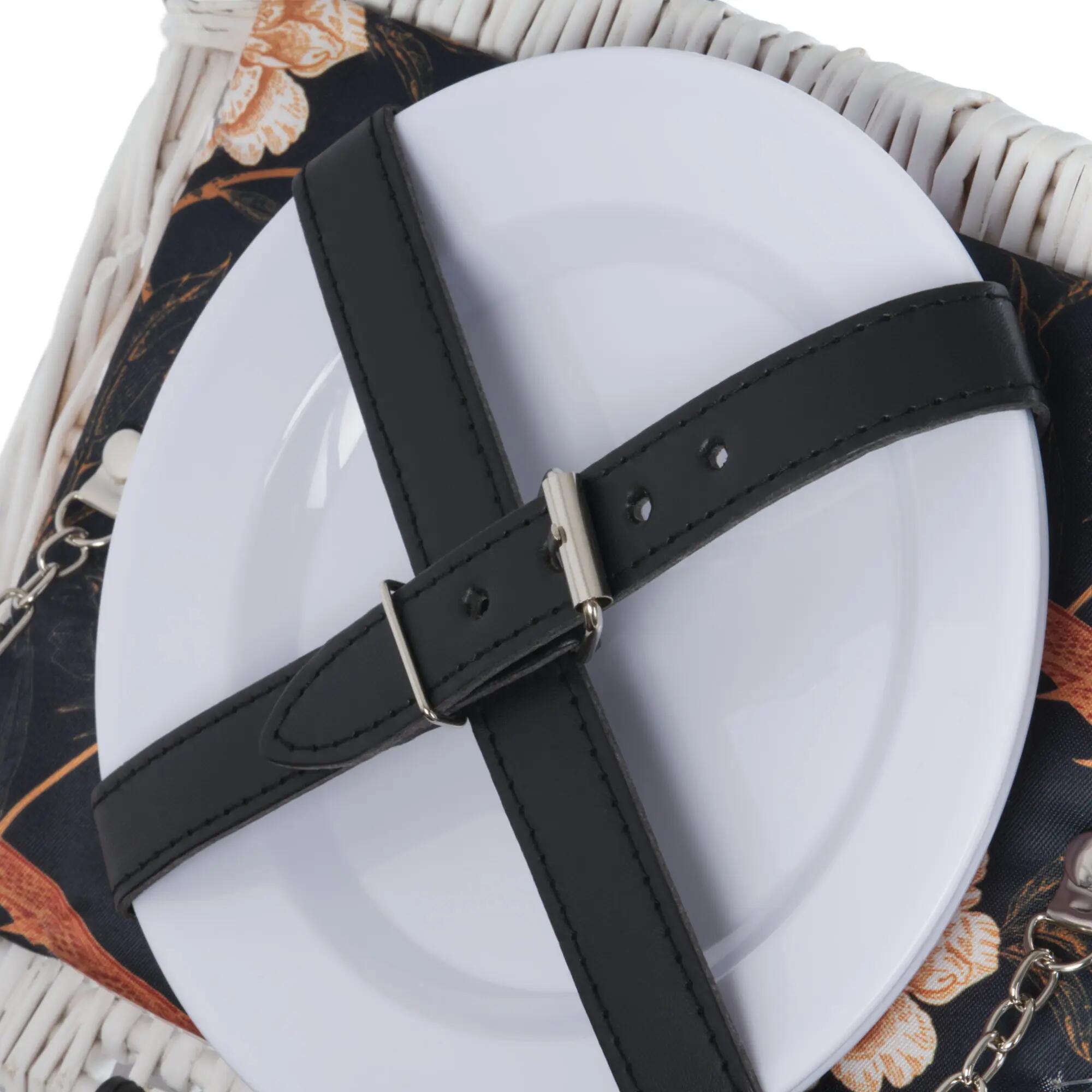 Picknickkorb 2 Personen + Kühlfach und Geschirr-Set, 12-teilig, Weiß, Weidenkorb 5/8