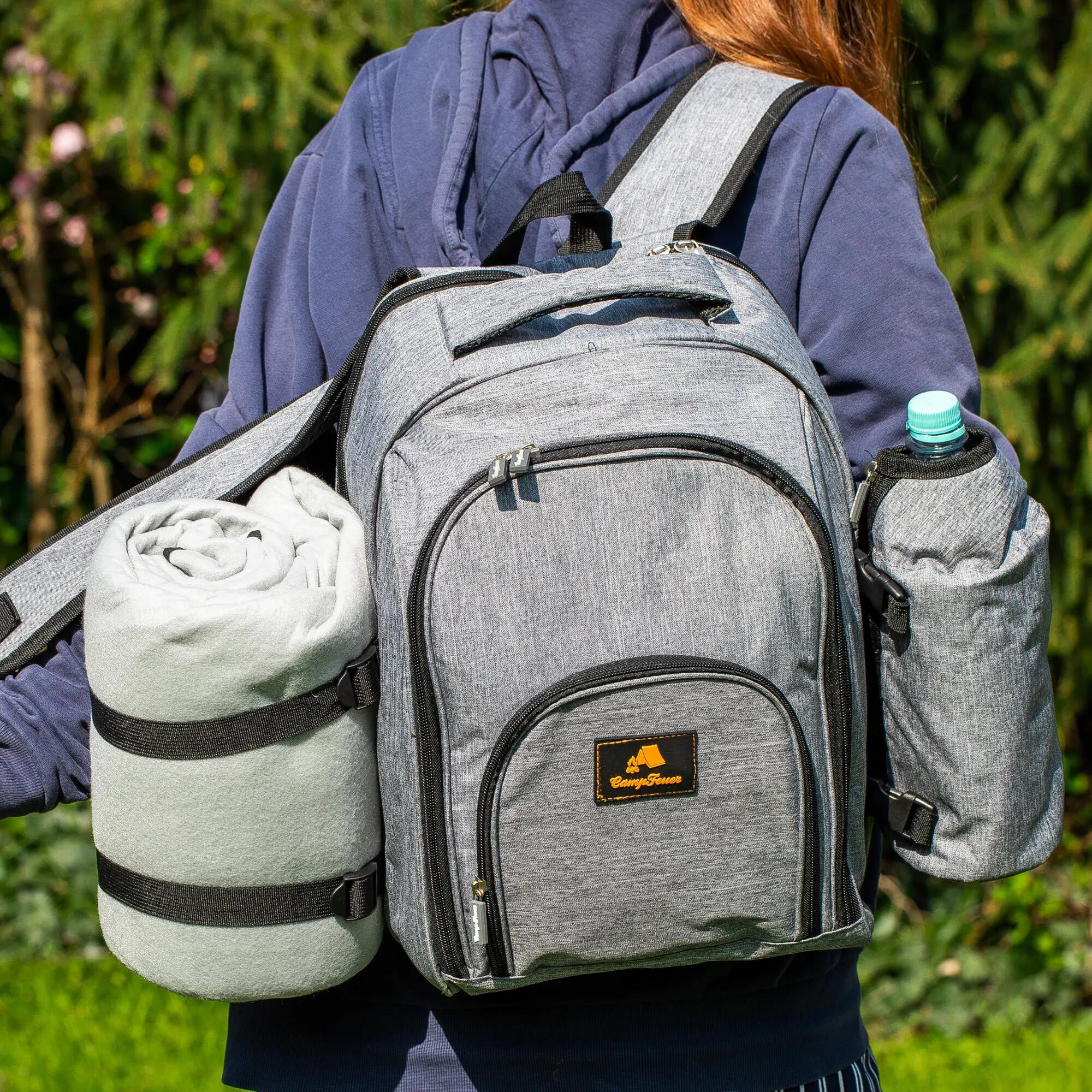 Picknickrucksack 32-teilig, Picknickset für 4 Personen, Grau, Freizeitrucksack 2/6