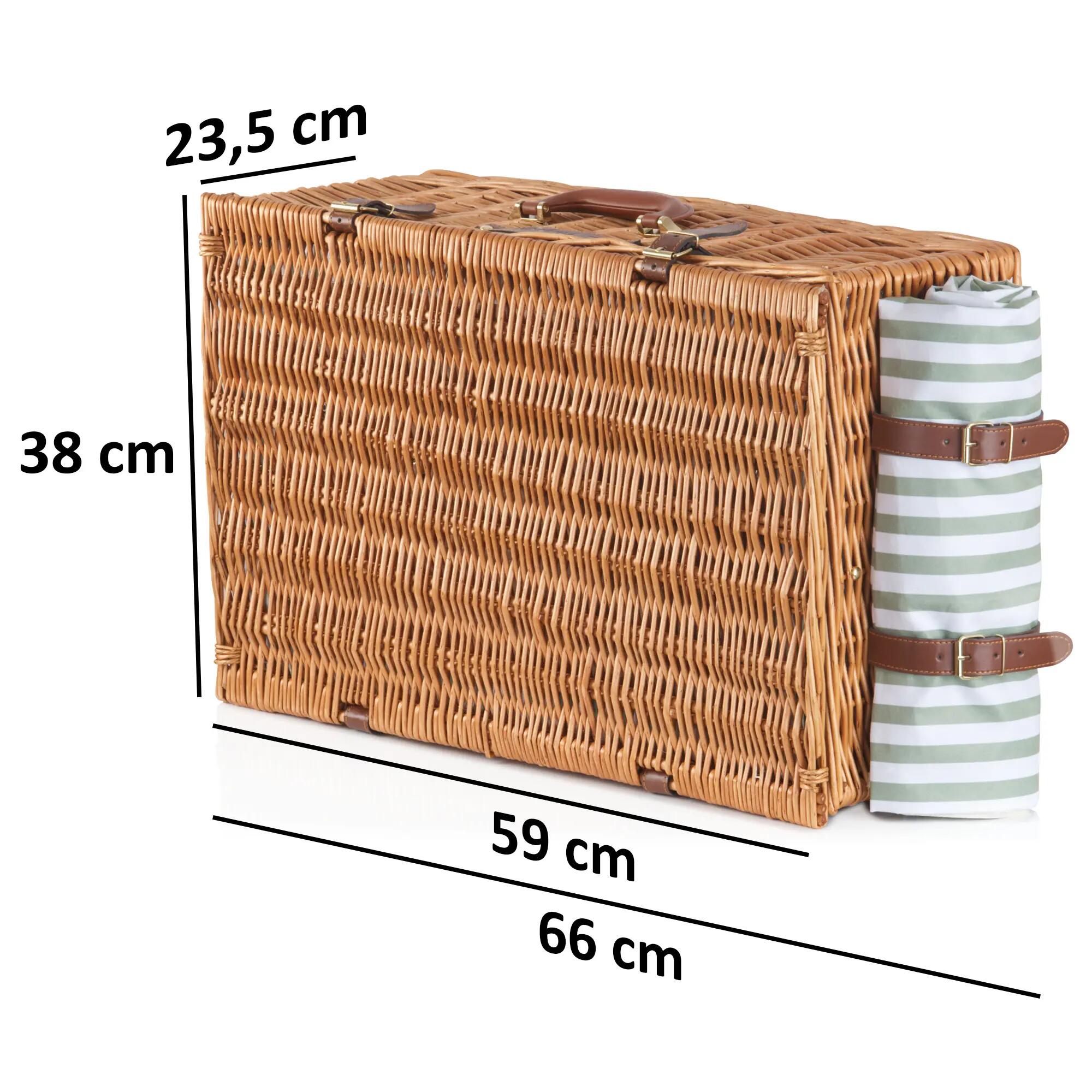 Picknickkorb 4 Personen mit Kühlfach und Geschirr-Set, 29-teilig, Weidenkorb 2/7