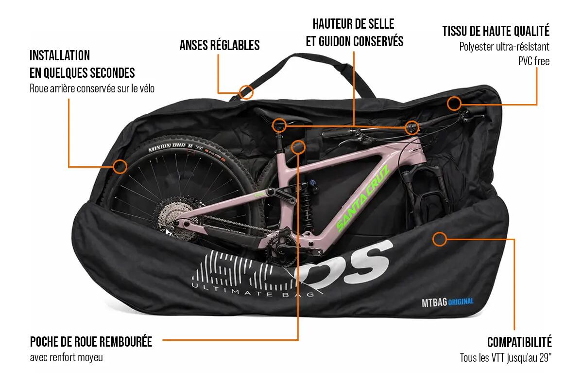 Sacca trasporto MTB senza smontare ruota posteriore e manubrio - MTBAG ORIGINAL 3/6