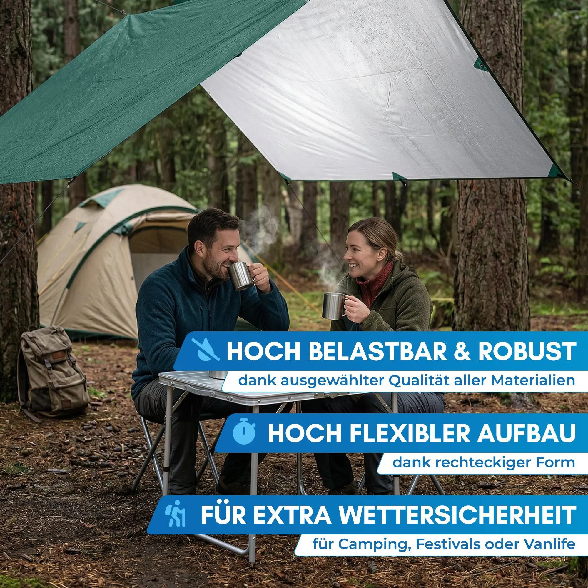 Camping-Tarp - 300 x 300 cm - wasserdicht, ultraleicht - tamok 7/7