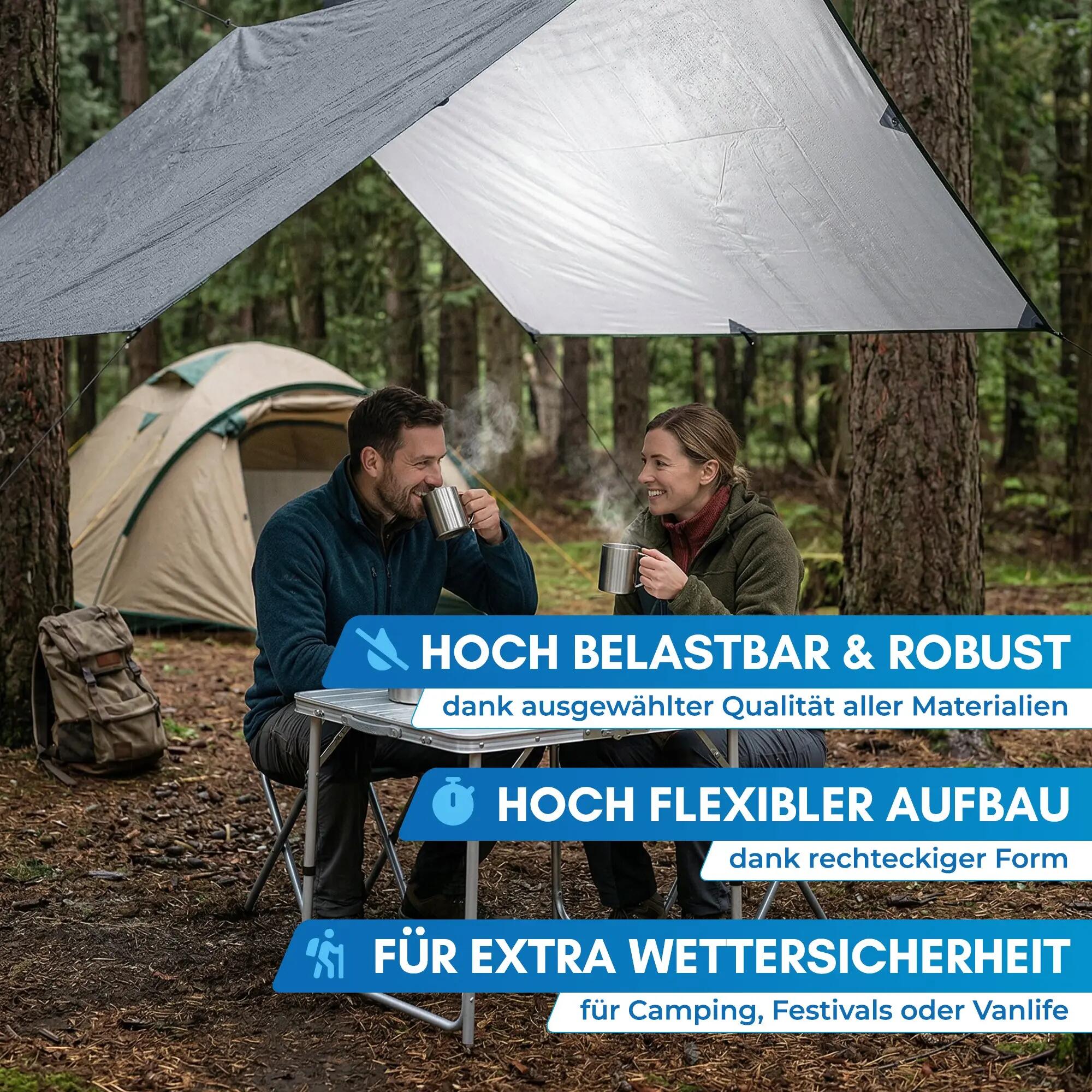 Camping-Tarp 300 x 300 cm wasserdicht, ultraleicht, Tamok 7/7