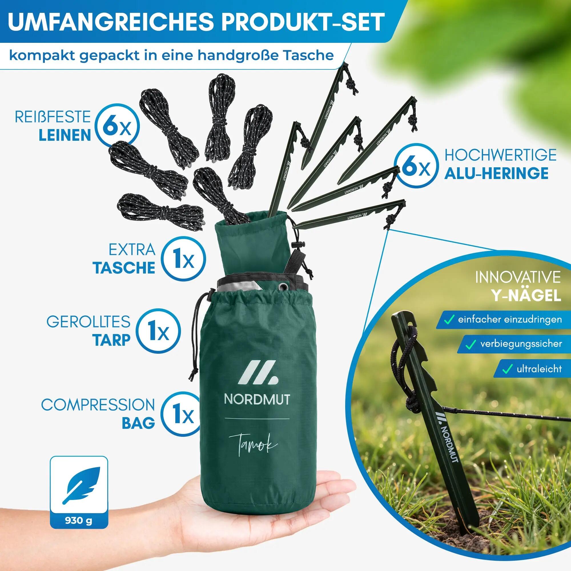 Camping-Tarp - 300 x 300 cm - wasserdicht, ultraleicht - tamok 6/7