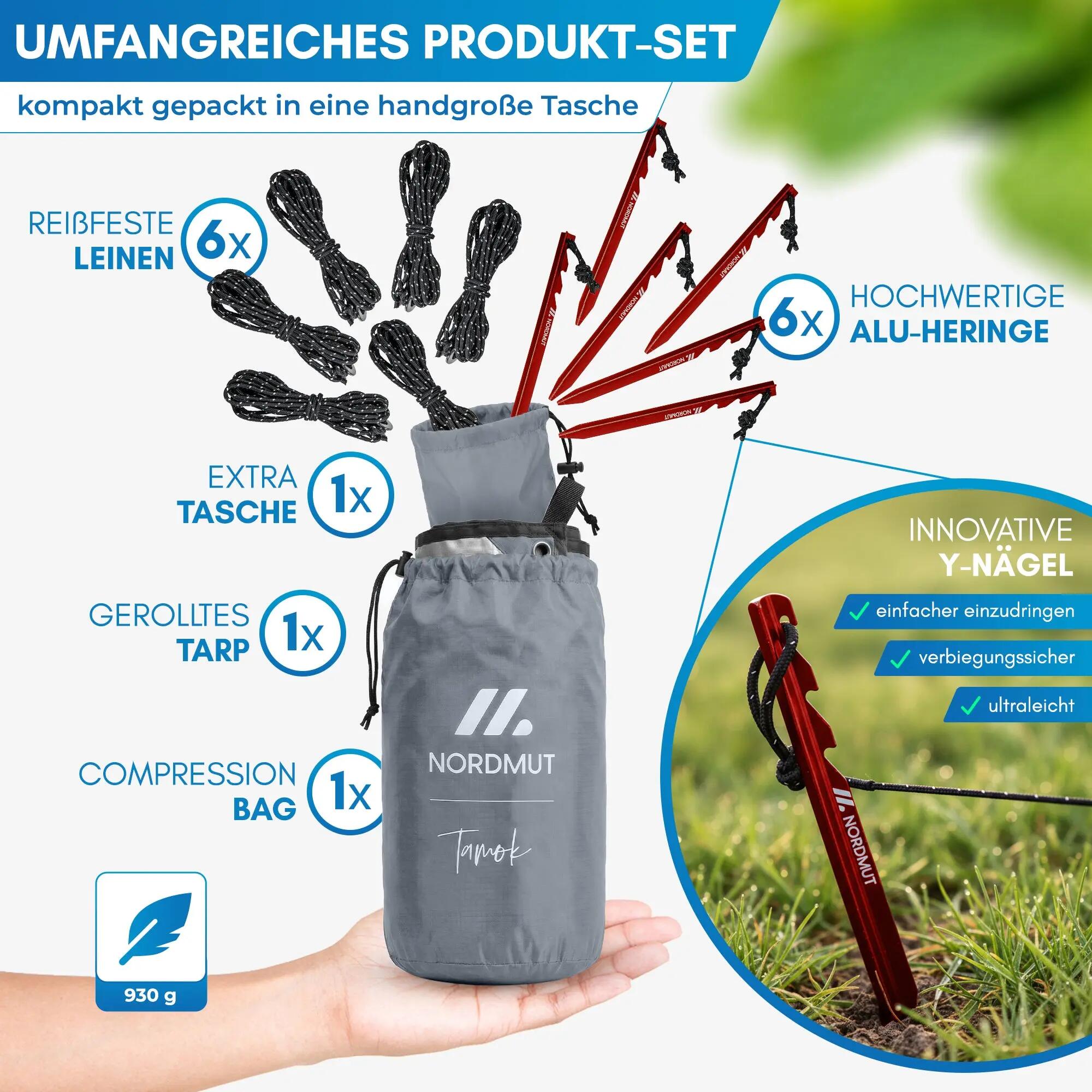 Camping-Tarp 300 x 300 cm wasserdicht, ultraleicht, Tamok 6/7