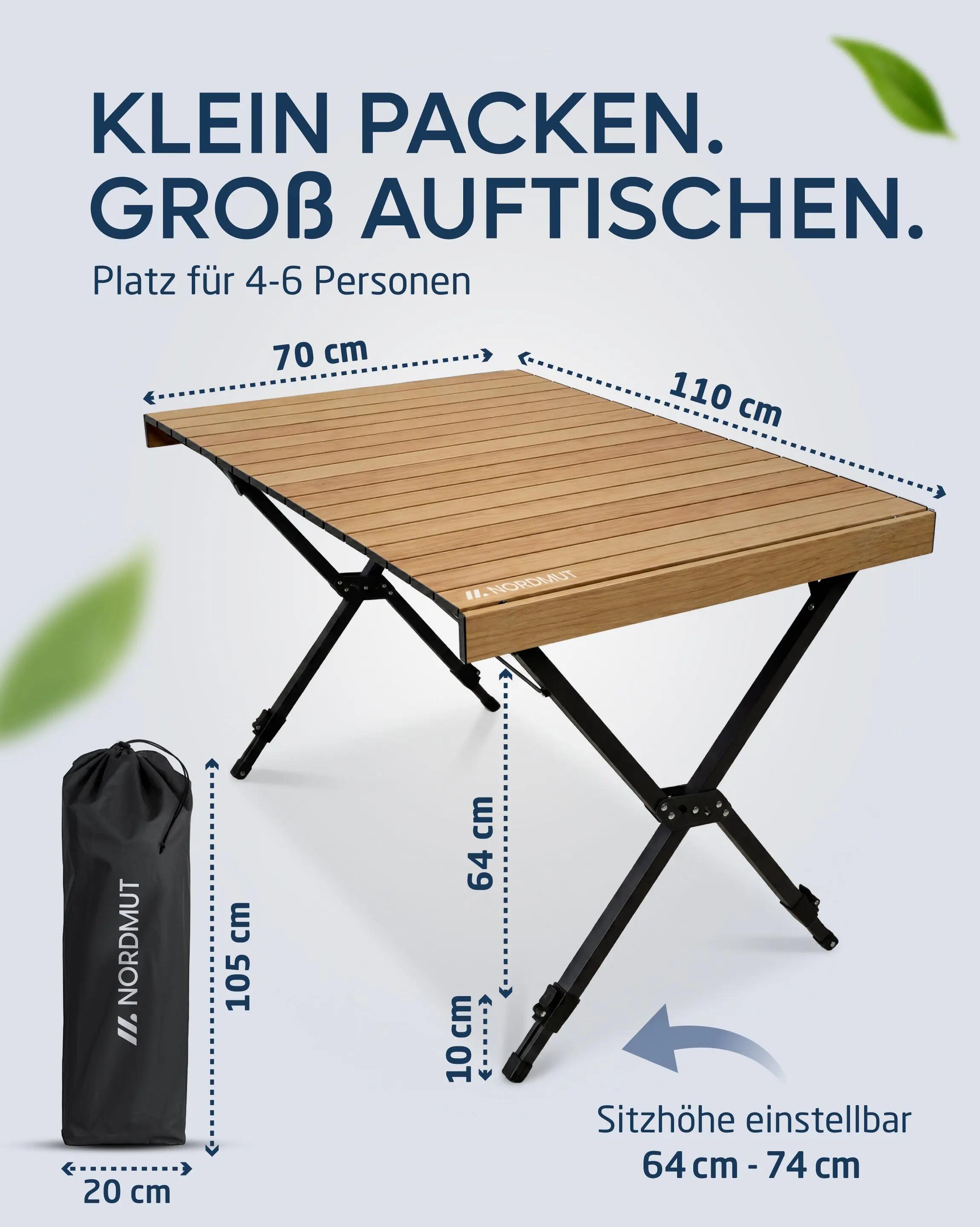 Camping Tisch klappbar 110 x 70 cm höhenverstellbar Aluminium bis 50 kg Talkku 5/7