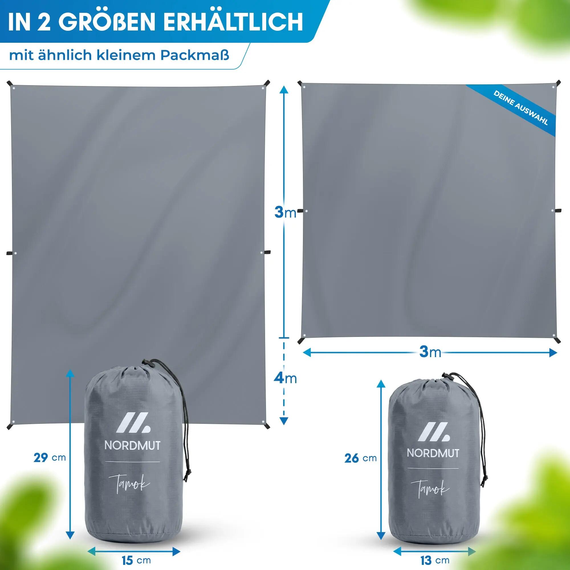Camping-Tarp 300 x 300 cm wasserdicht, ultraleicht, Tamok 4/7