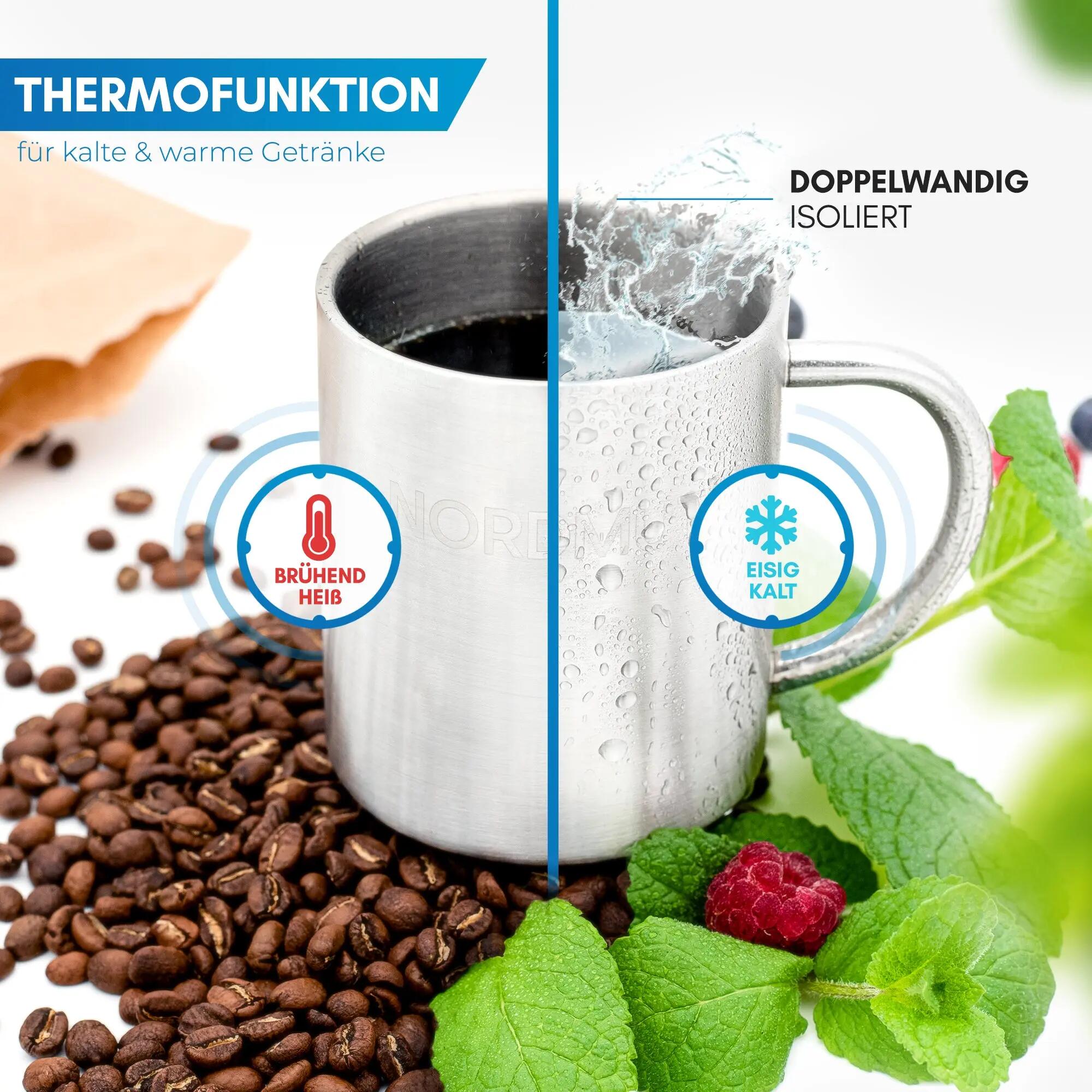 Camping-Thermobecher - Edelstahl, doppelwandig, mit Karabiner - Viskan 4/7