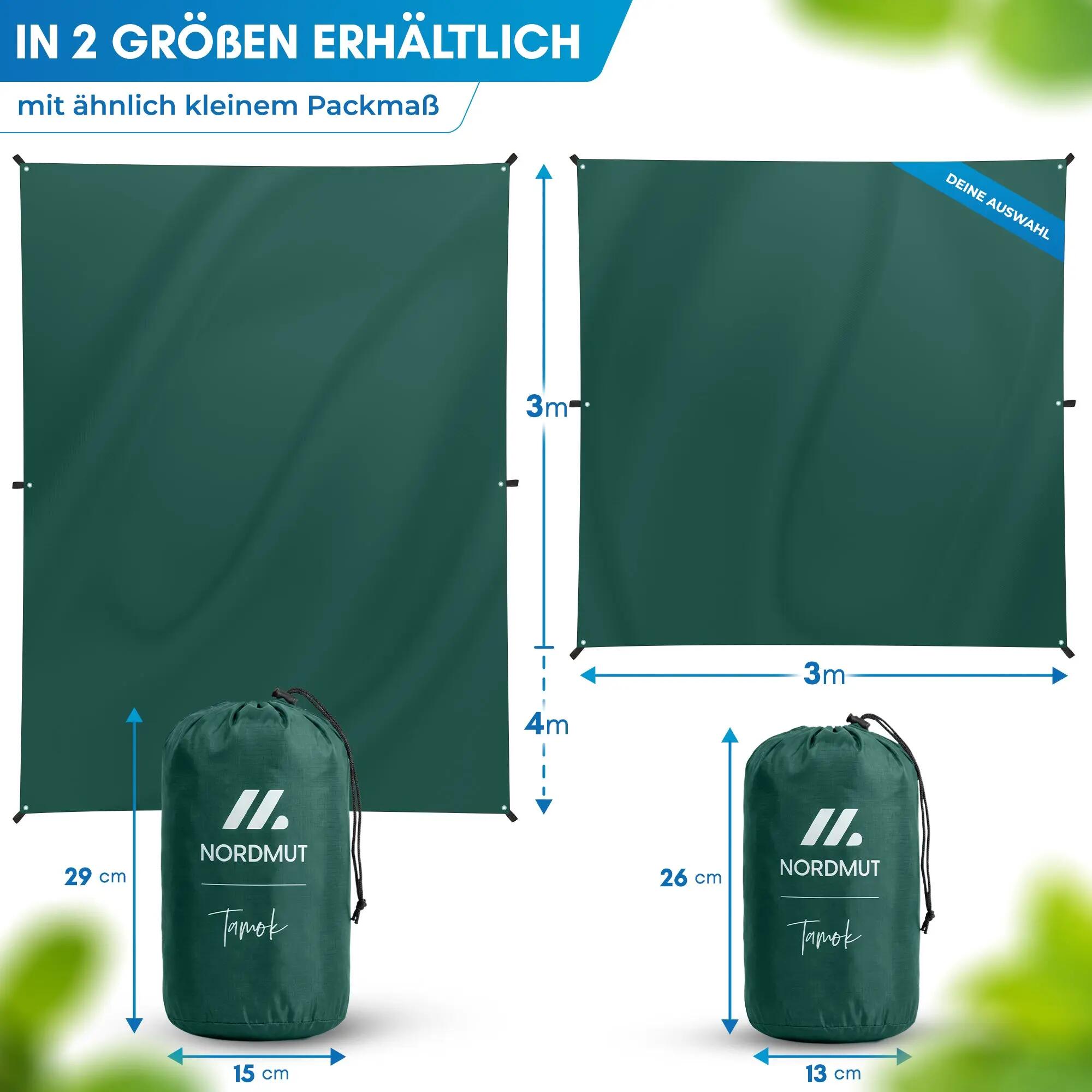 Camping-Tarp - 300 x 300 cm - wasserdicht, ultraleicht - tamok 4/7