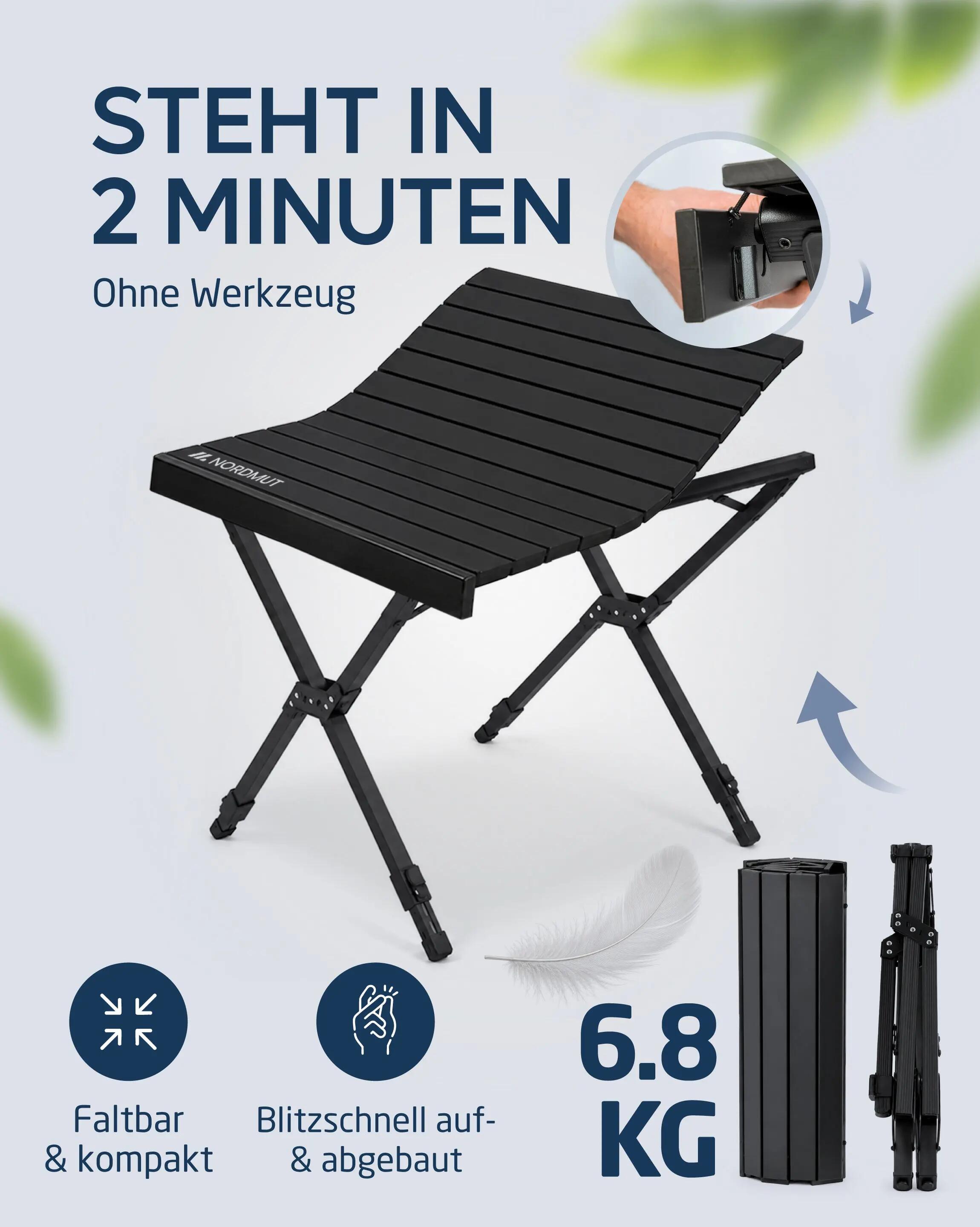 Camping Tisch klappbar 70 x 70 cm höhenverstellbar Aluminium bis 50 kg Talkku 3/7