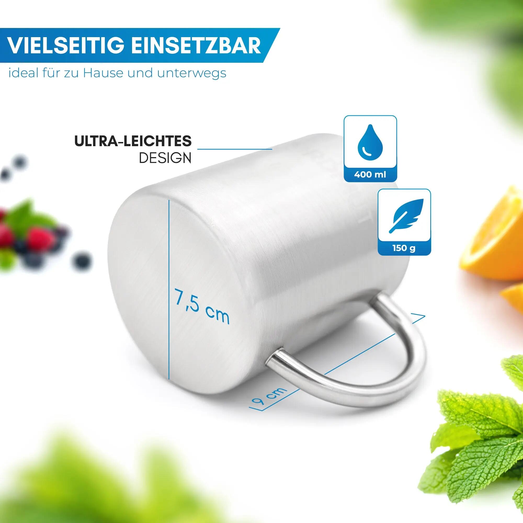 Camping-Thermobecher - Edelstahl, doppelwandig, mit Karabiner - Viskan 3/7