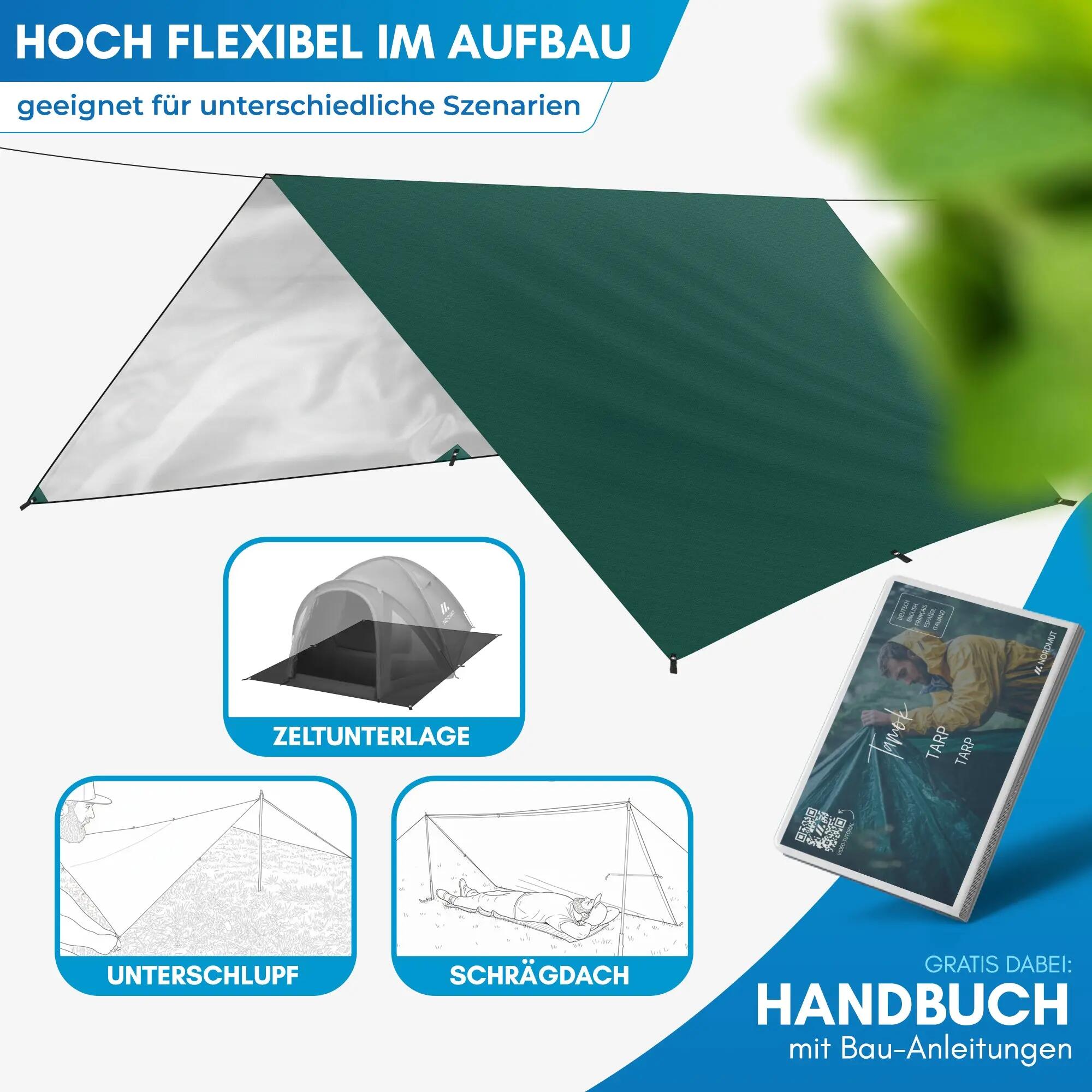 Camping-Tarp - 300 x 300 cm - wasserdicht, ultraleicht - tamok 3/7