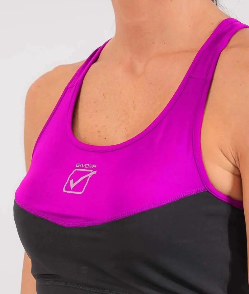 Biustonosz sportowy Givova Top Donna czarno-fuxia czarno-różowy 3/4