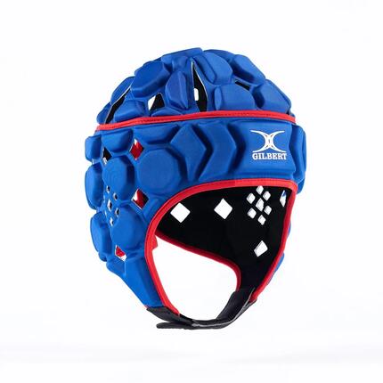 Casque de rugby Junior Gilbert Octane Bleu roi et rouge