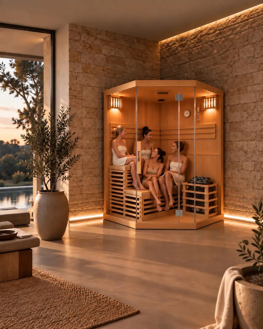 Sauna finlandais d’angle pour la maison 4-5 personnes 5/9