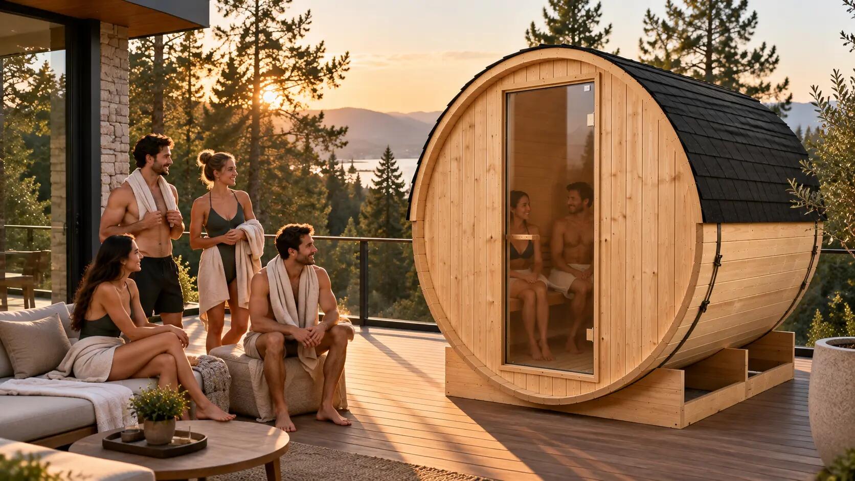 Sauna tonneau extérieur pour le jardin 5-6 personnes 5/9