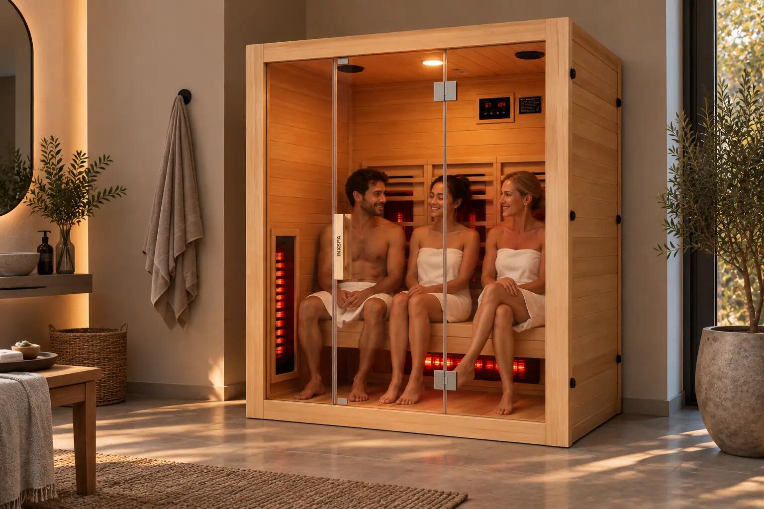 Infrarot-Sauna für 3 Personen 6 Paneele Bluetooth 4/9