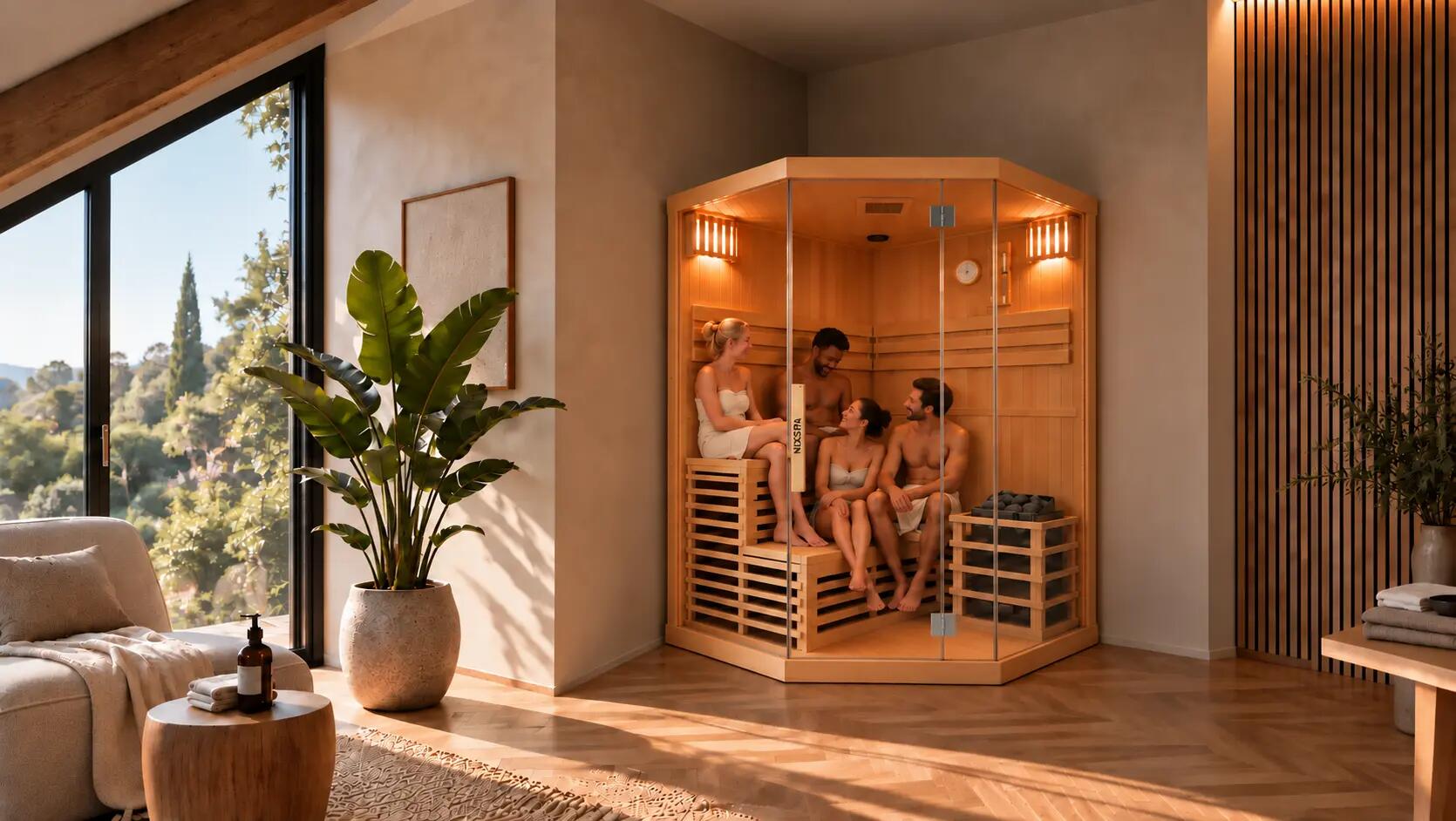 Sauna finlandais d’angle pour la maison 4-5 personnes 4/9