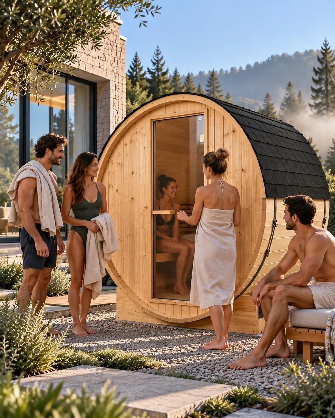 Sauna tonneau extérieur pour le jardin 5-6 personnes 4/9