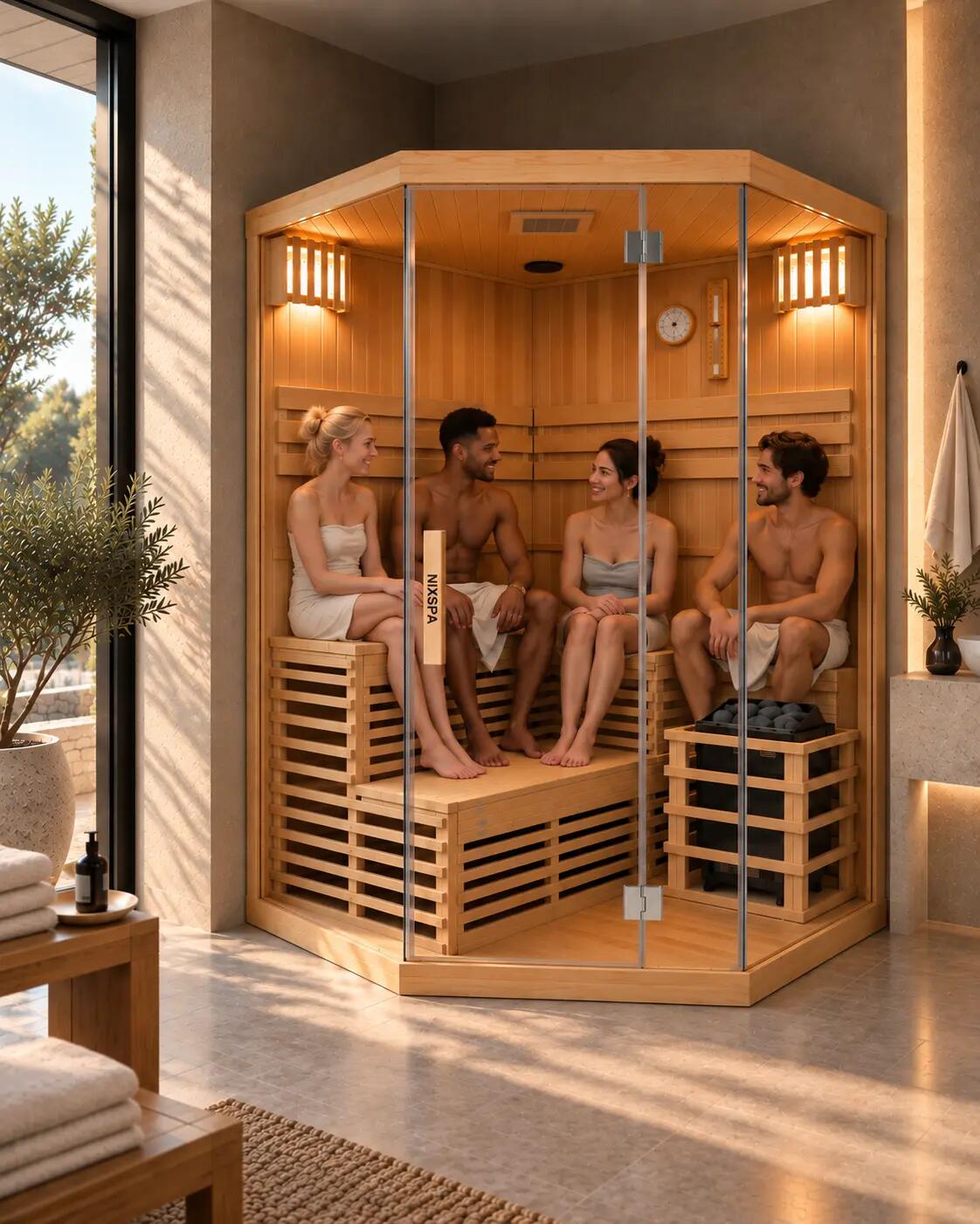 Sauna finlandais d’angle pour la maison 4-5 personnes 3/9