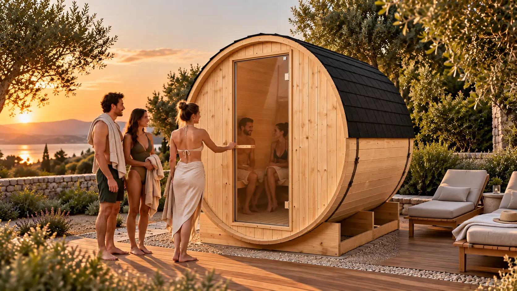 Sauna tonneau extérieur pour le jardin 5-6 personnes 3/9