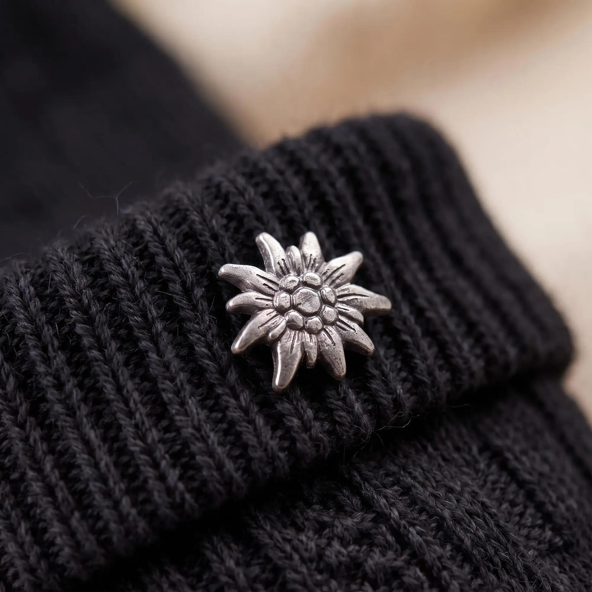 Damen Herren Trachtensocken kurz 2 Paar, Schoppersocken Zopfmuster Edelweiß-Pin 4/8