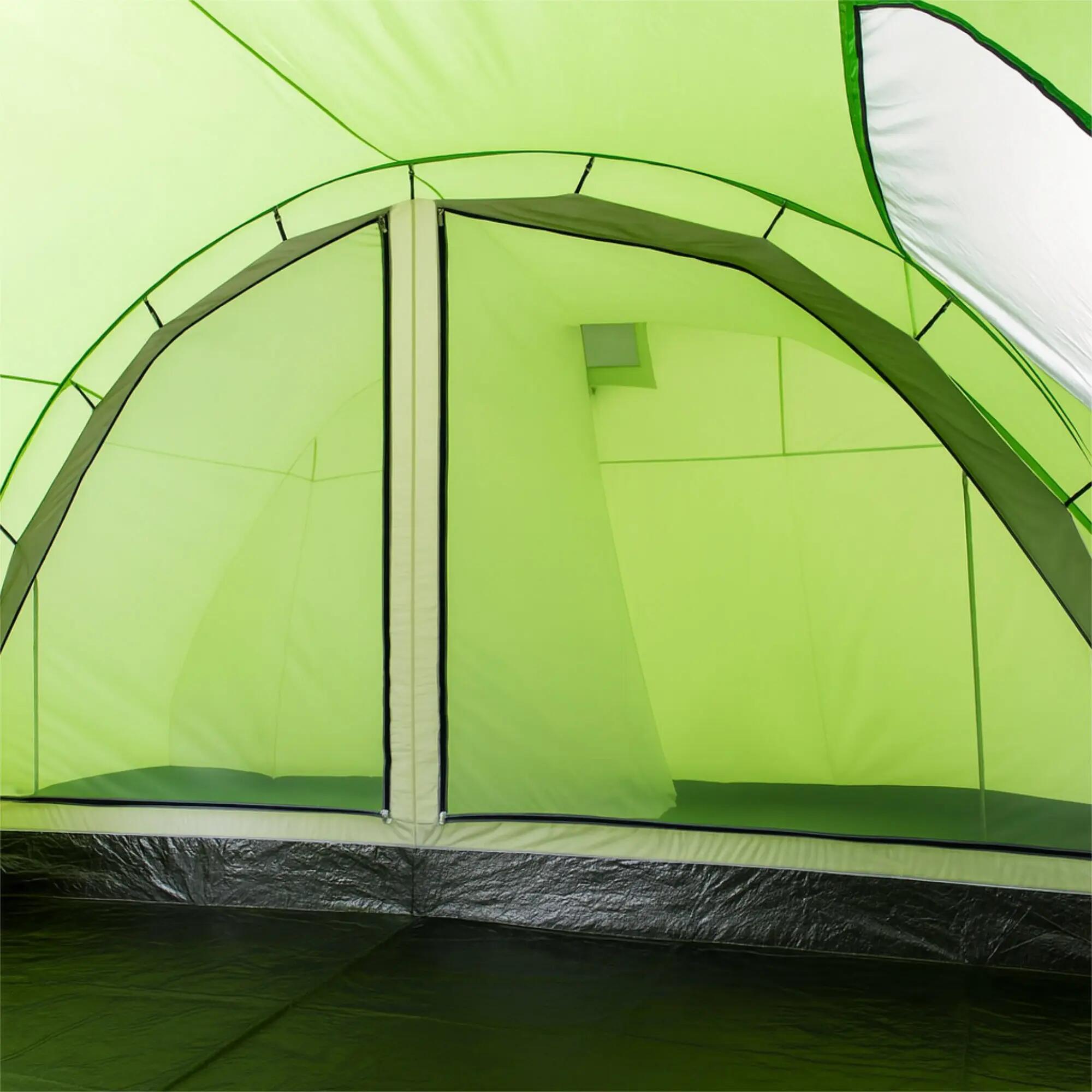 Zelt Relax6 für 6 Personen, 5000 mm Wassersäule, Grün/Grau, XXL Tunnelzelt 6/6