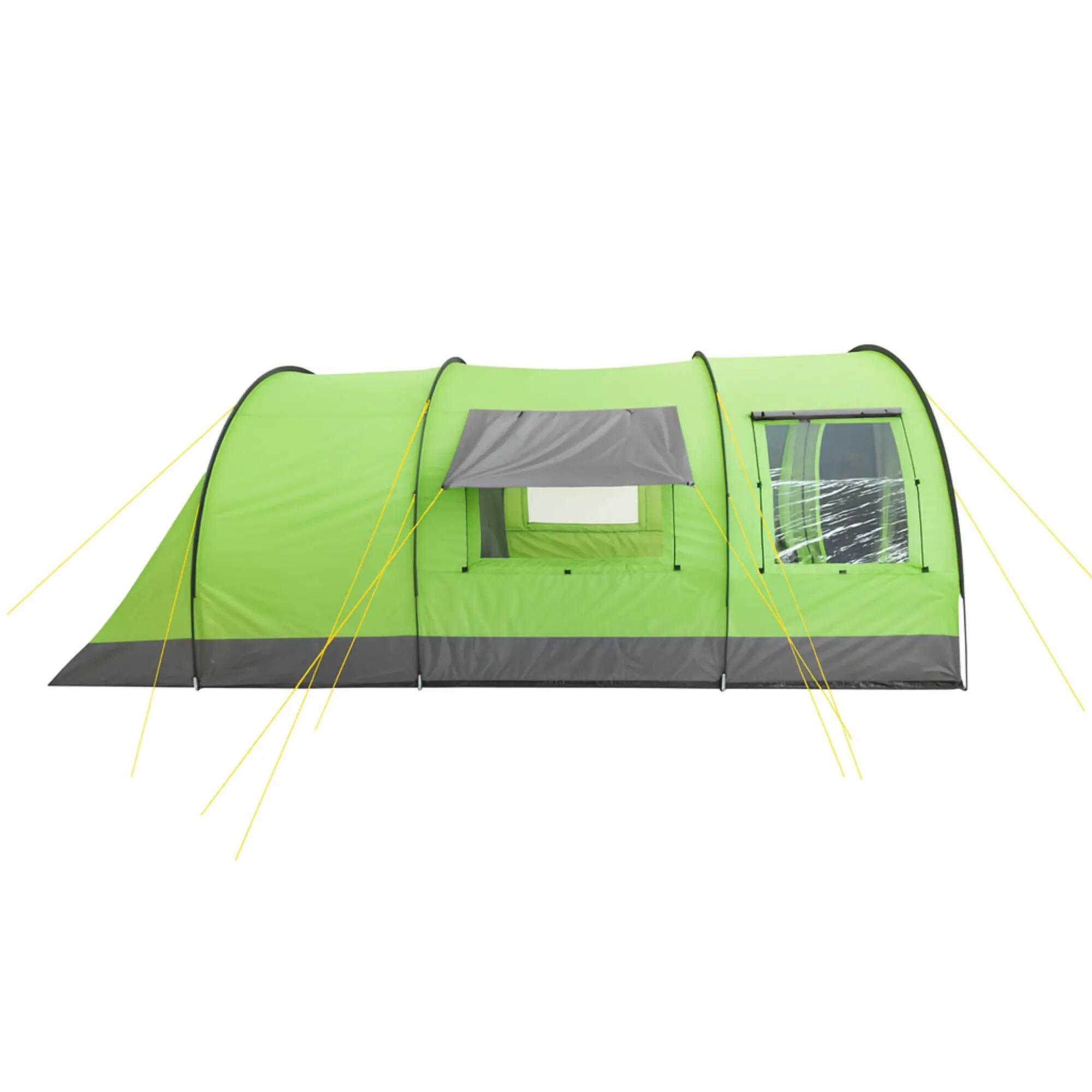 Zelt Relax6 für 6 Personen, 5000 mm Wassersäule, Grün/Grau, XXL Tunnelzelt 5/6