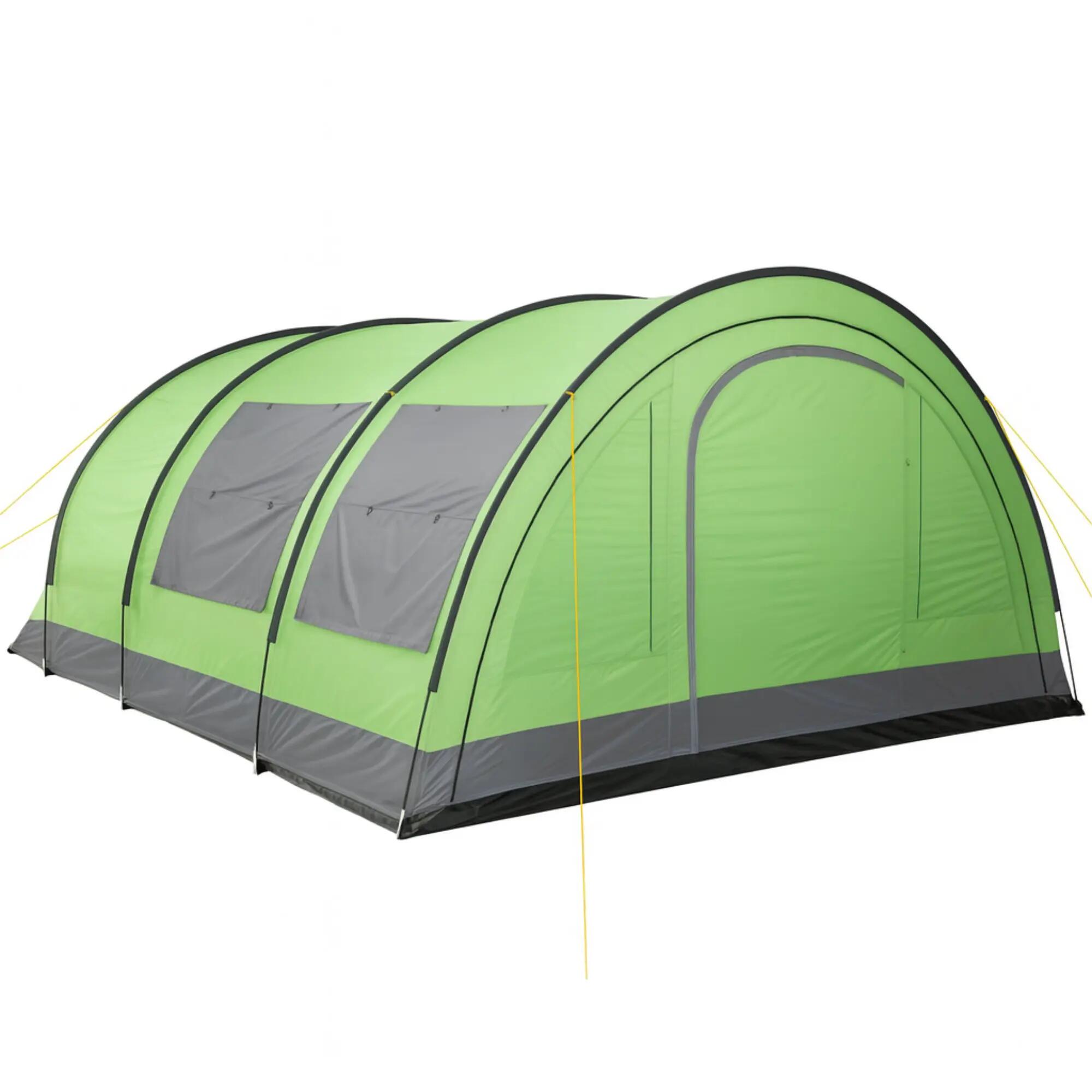Zelt Relax6 für 6 Personen, 5000 mm Wassersäule, Grün/Grau, XXL Tunnelzelt 3/6