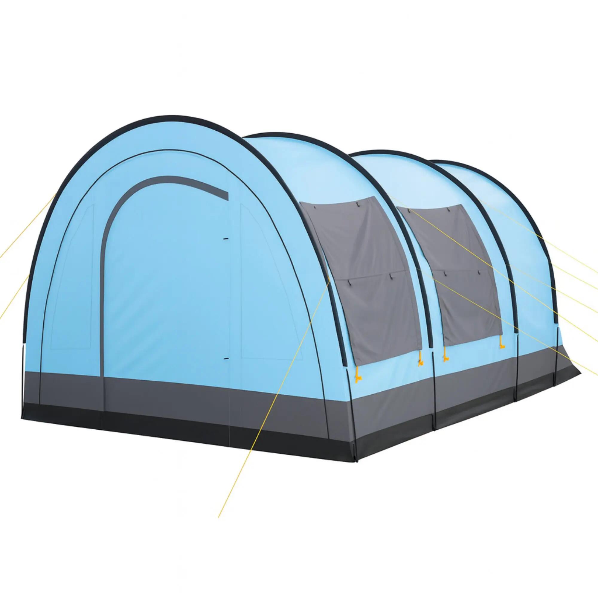 Zelt Relax4 für 4 Personen, Hellblau/Grau mit Vorraum und 5000 mm Wassersäule 5/9