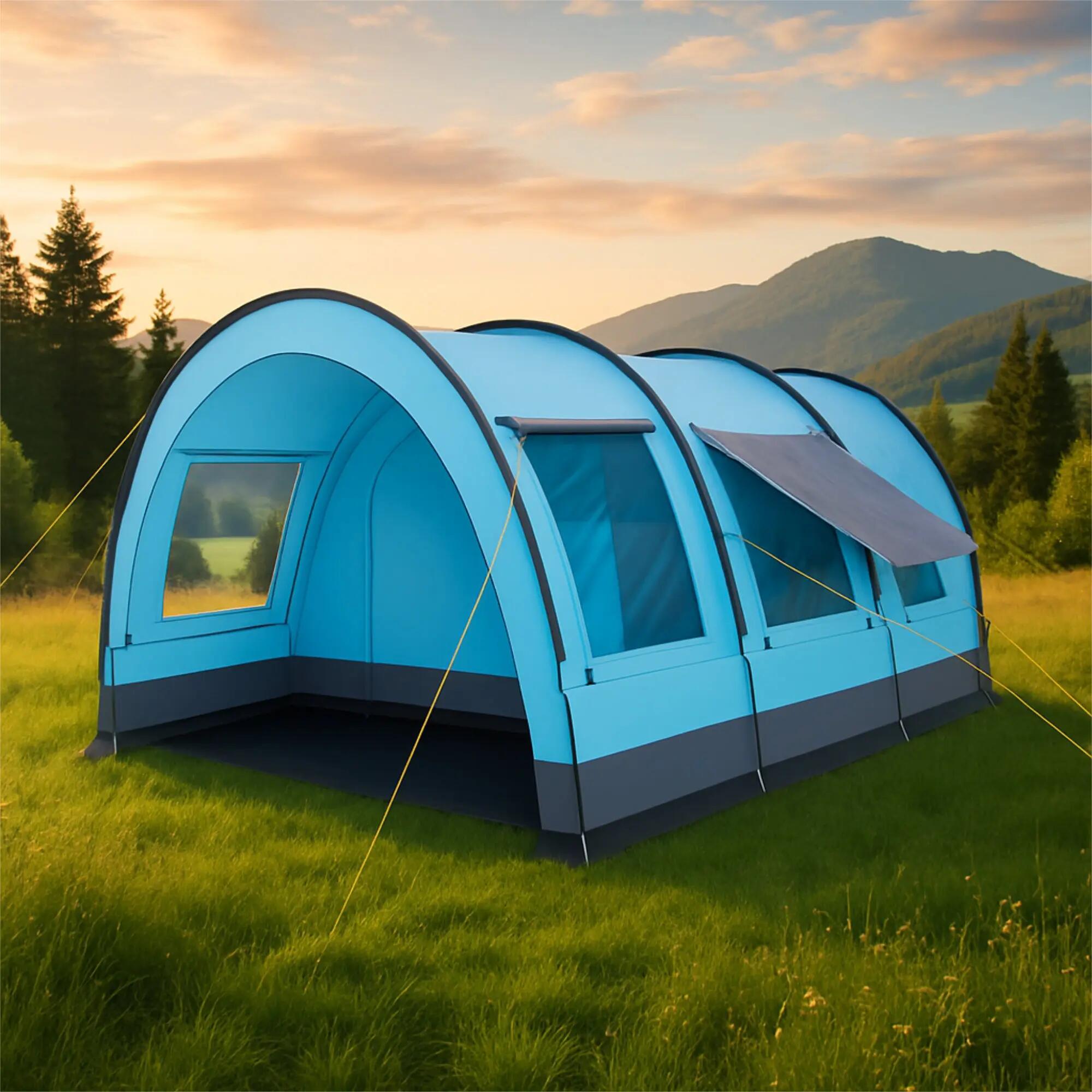 Zelt Relax4 für 4 Personen, Hellblau/Grau mit Vorraum und 5000 mm Wassersäule 2/9