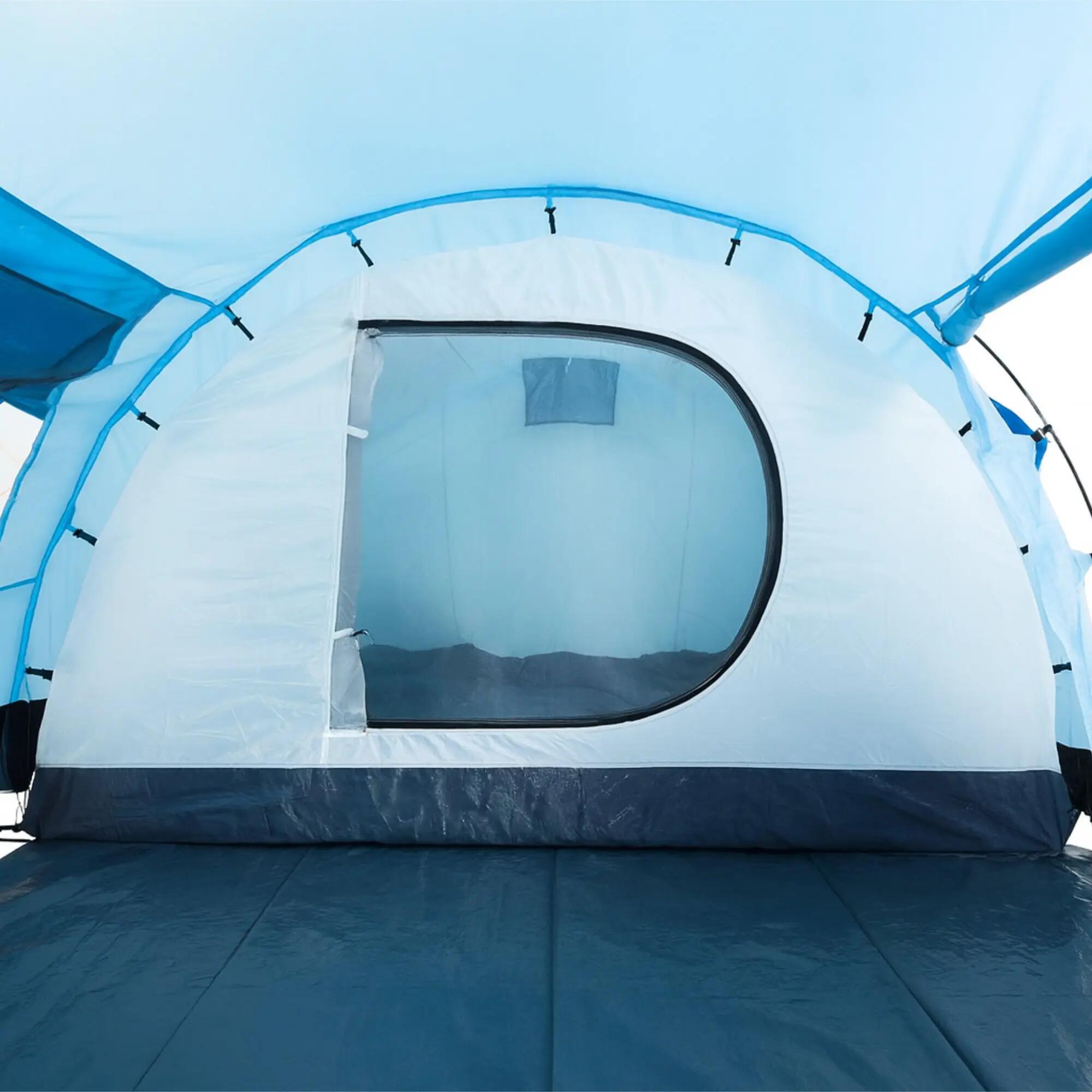 Zelt Super+ für 4 Personen, Blau / Schwarz mit 2 Eingängen und Vordach 7/8