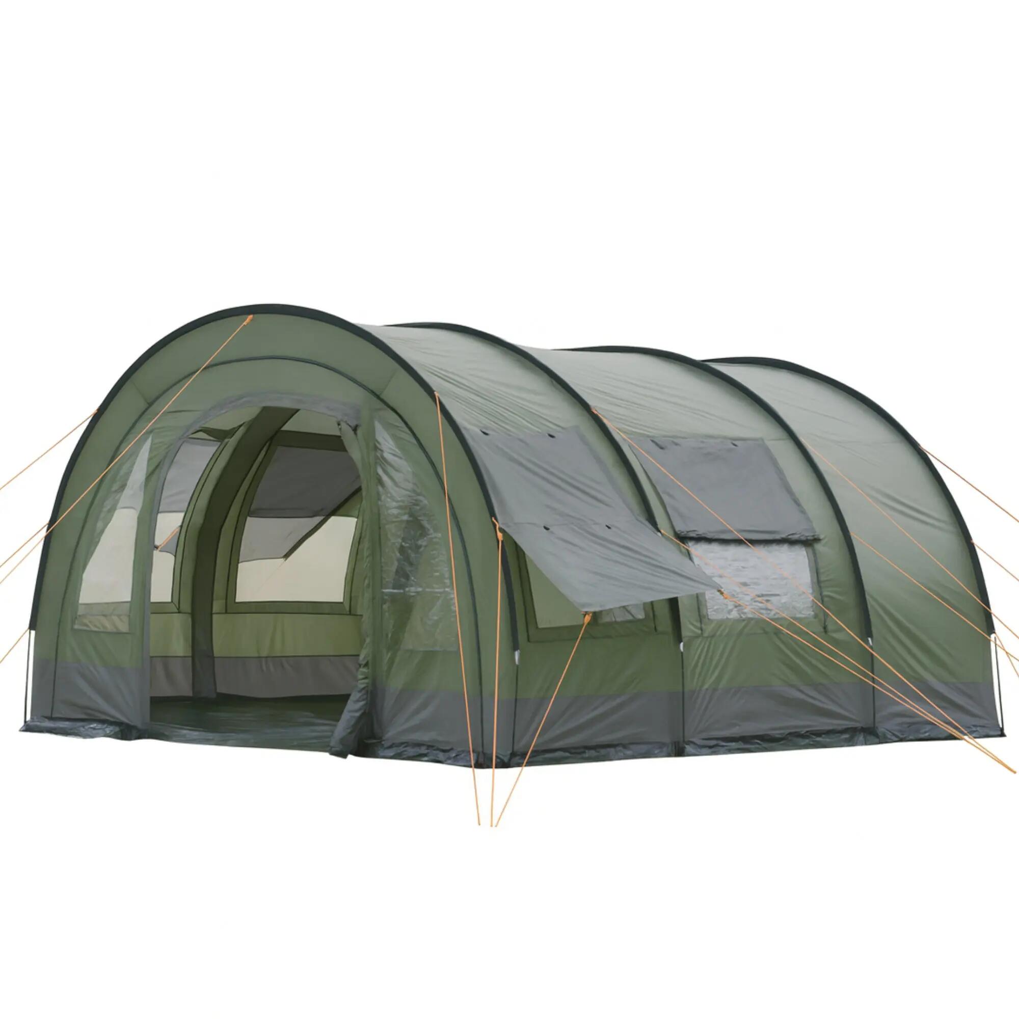 Zelt Relax6 für 6 Personen, 5000 mm Wassersäule, Oliv/Grau, XXL Tunnelzelt 5/6