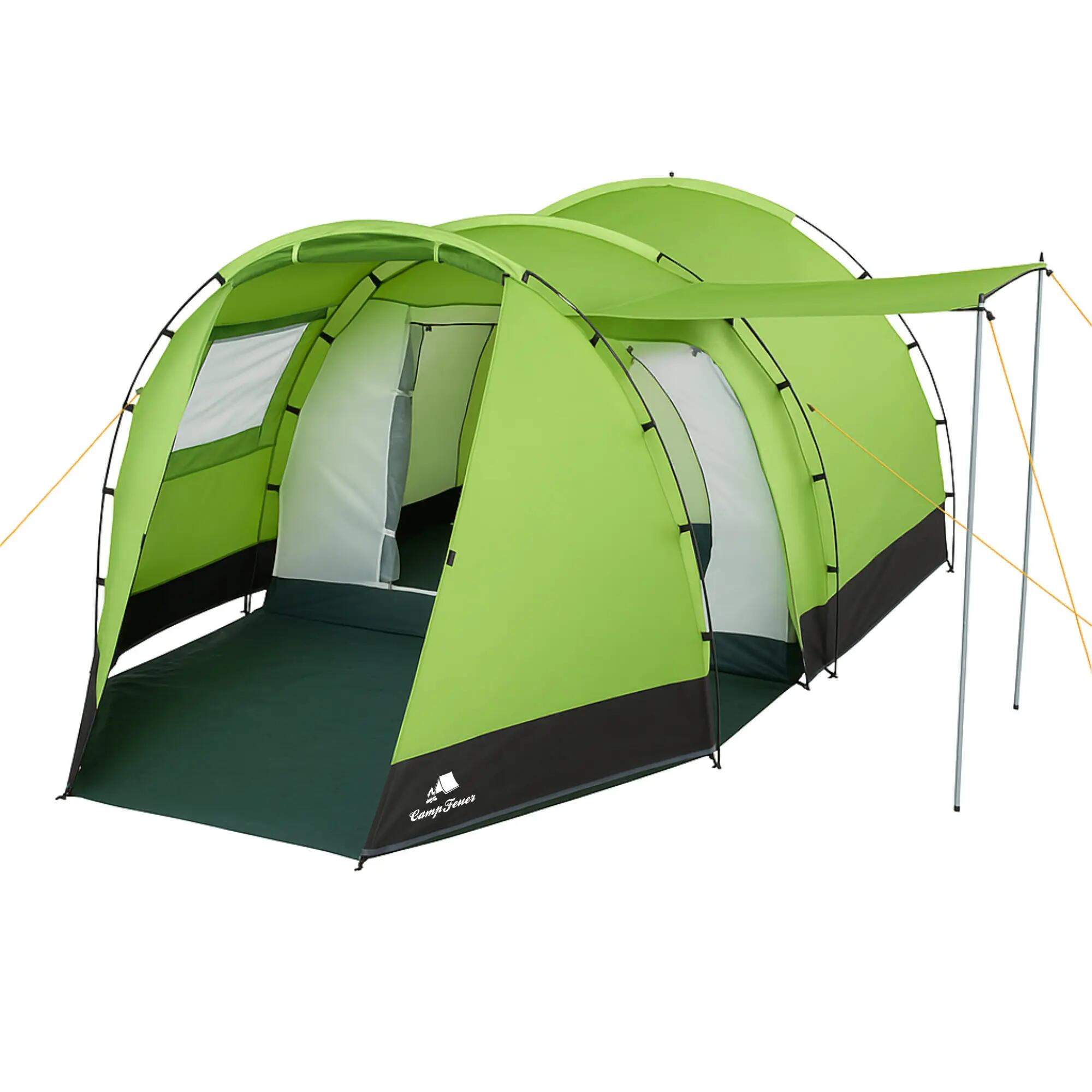 Zelt Super+ für 4 Personen, Grün / Schwarz mit 2 Eingängen und Vordach 6/10