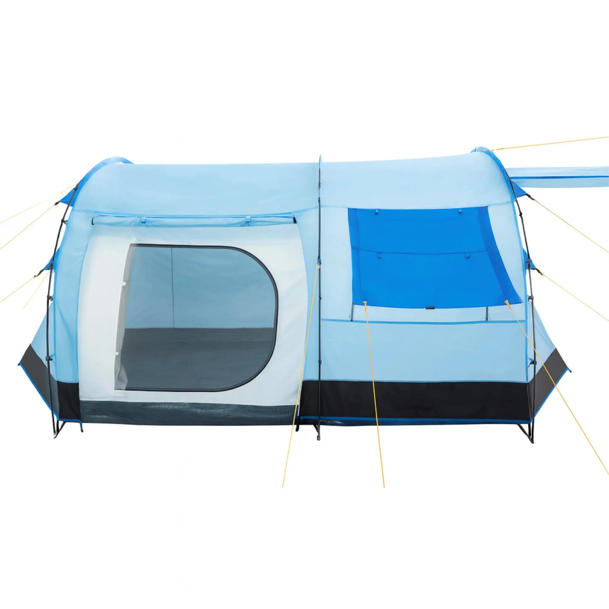 Zelt Super+ für 4 Personen, Blau / Schwarz mit 2 Eingängen und Vordach 5/8