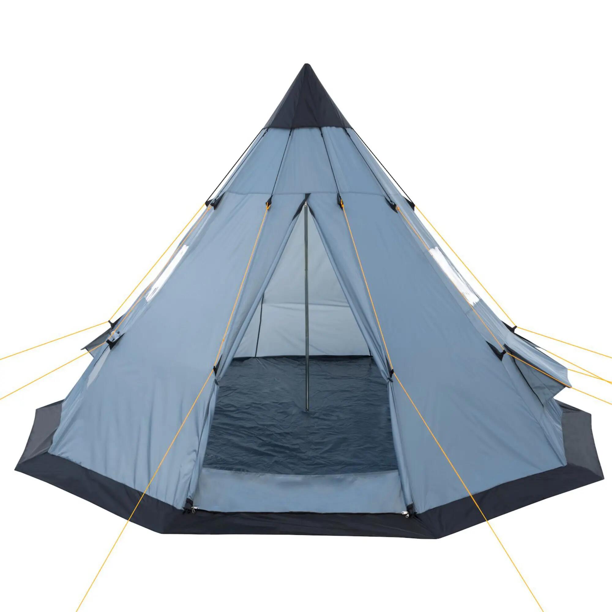 Tipi Zelt Spirit für 4 Personen, 3000 mm Wassersäule, Grau, Indianerzelt 3/6