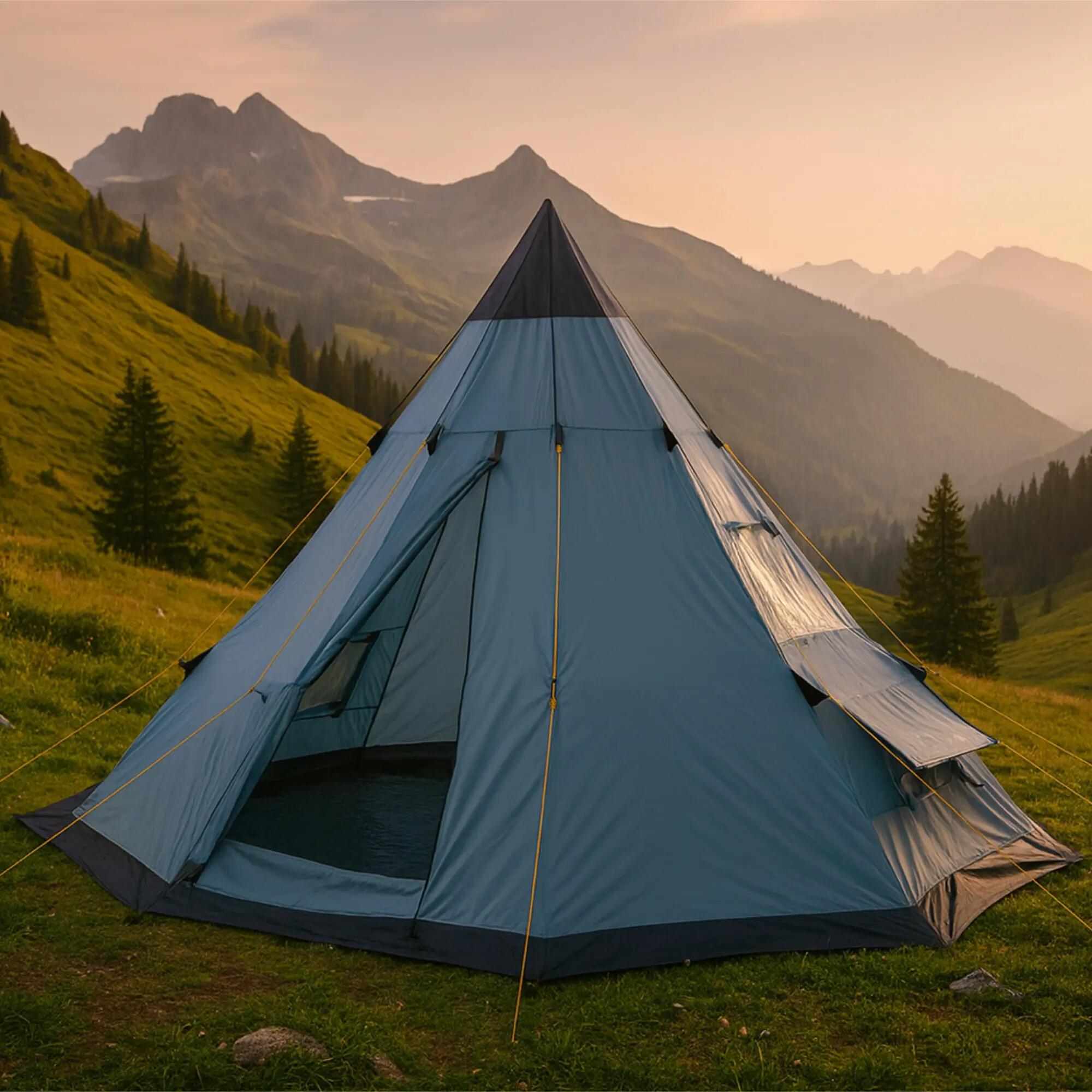 Tipi Zelt Spirit für 4 Personen, 3000 mm Wassersäule, Grau, Indianerzelt 2/6