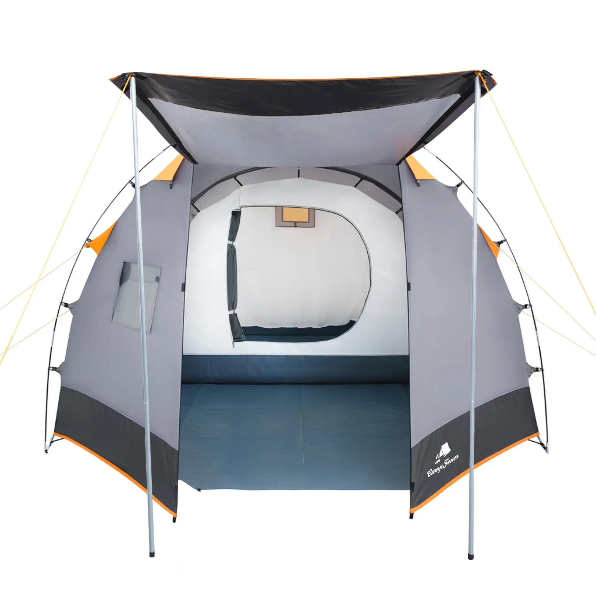 Zelt Super+ für 4 Personen, Grau / Schwarz, Tunnelzelt mit 2 Eingängen + Vordach 8/10
