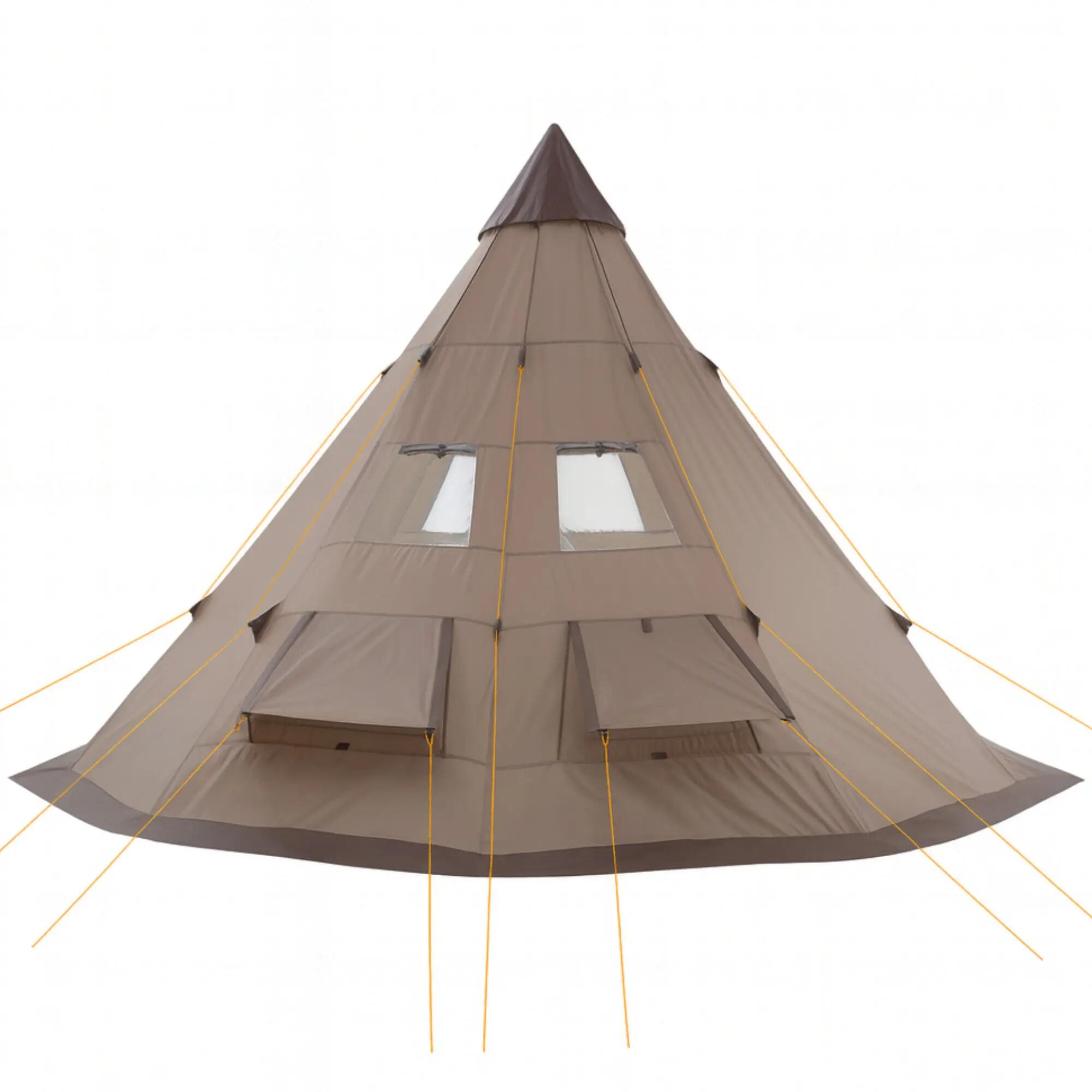 Tipi Zelt Spirit für 4 Personen, 3000 mm Wassersäule, Braun, Indianerzelt 7/8
